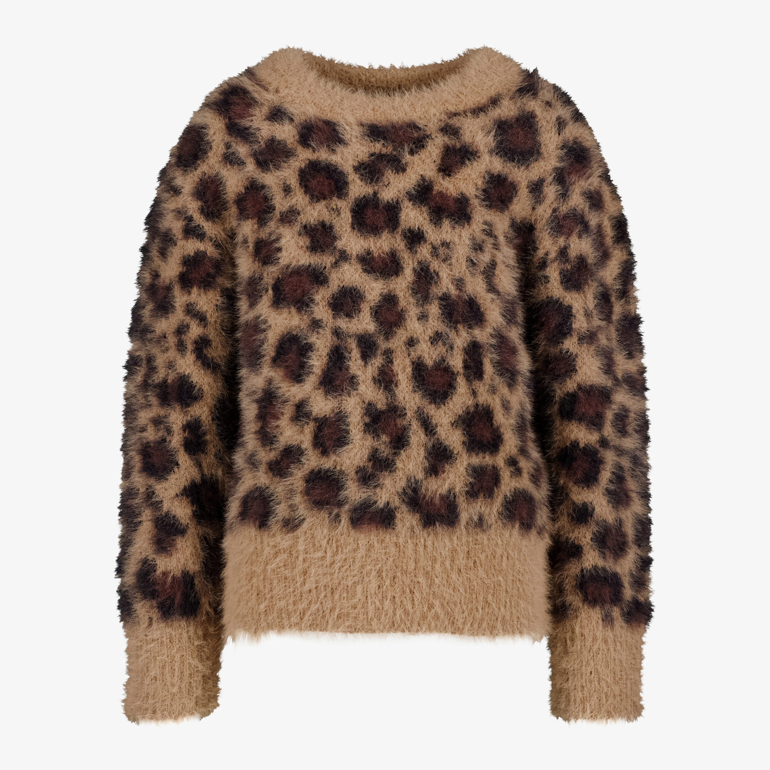 TwoDay meisjes trui met panterprint bruin truien & vesten