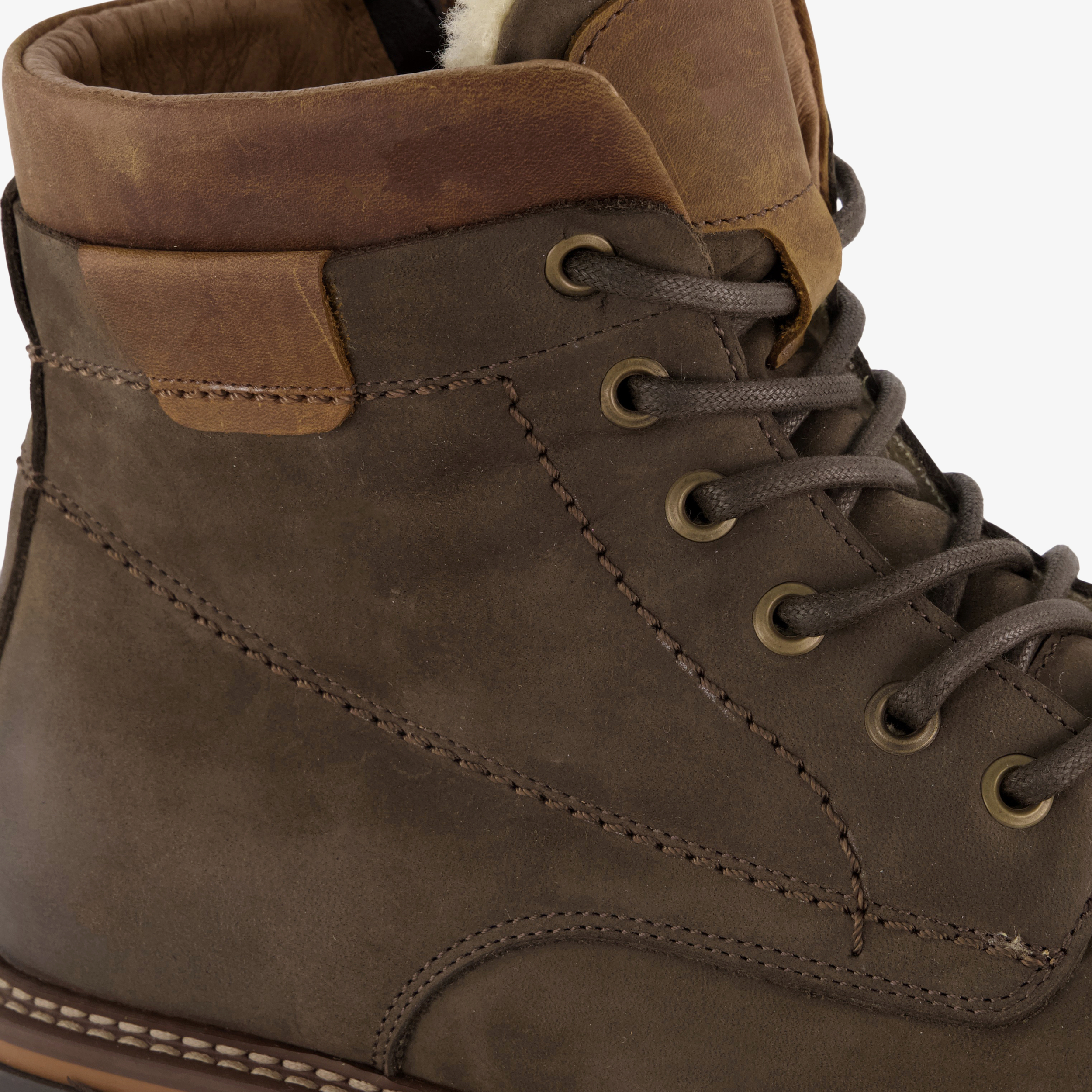 Output leren heren veterboots bruin – foto 5