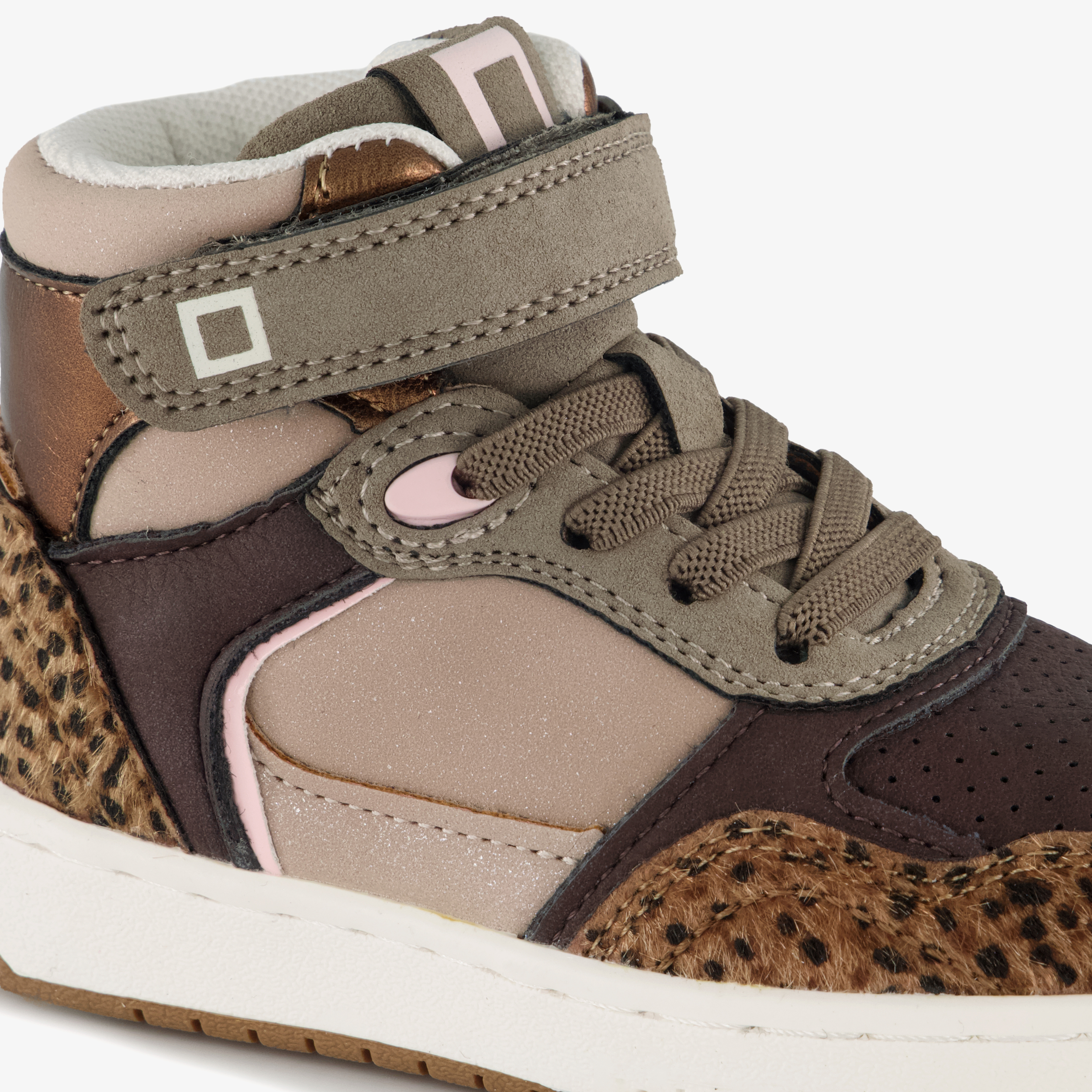 Blue Box hoge meisjes sneakers met panterprint details bruin – foto 5