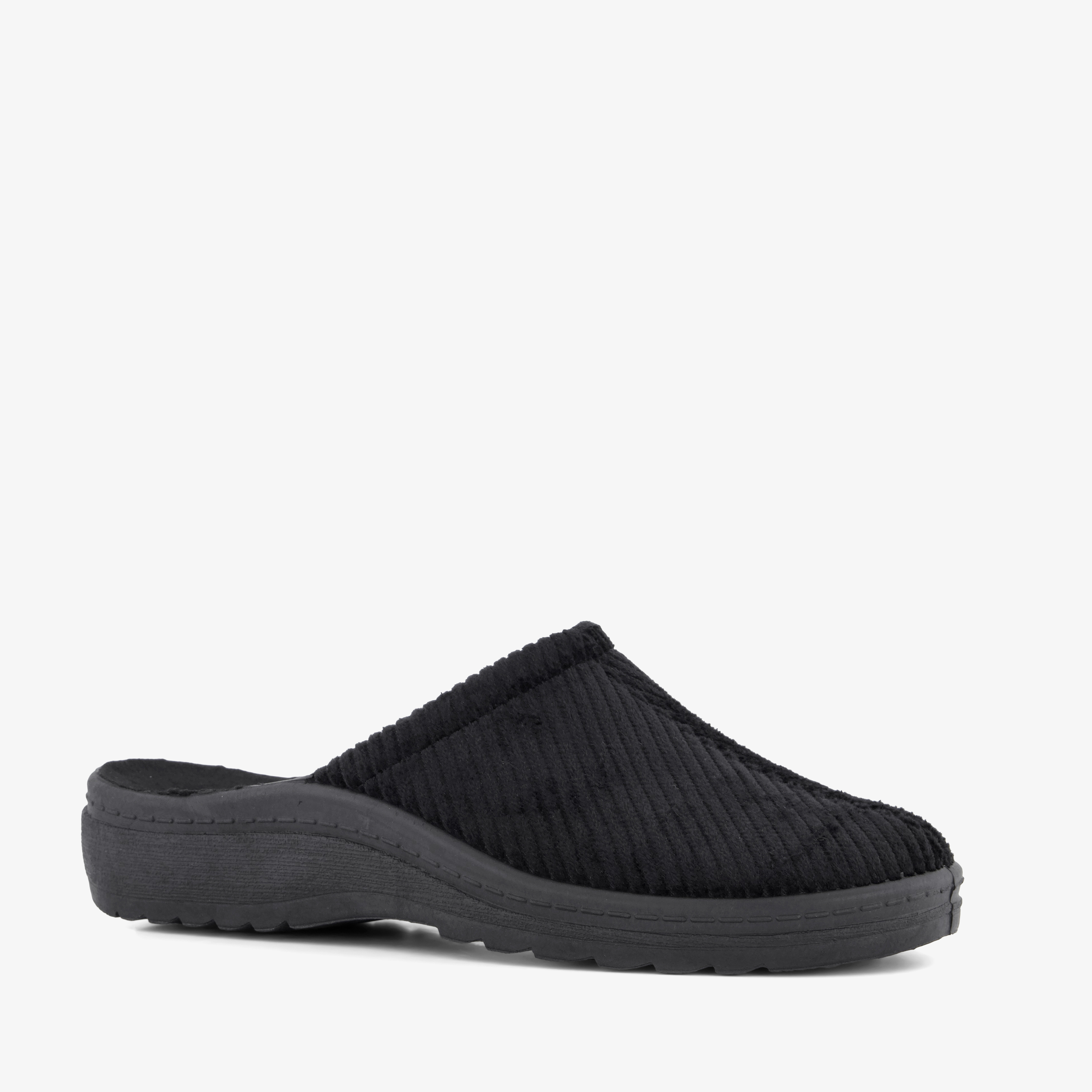 Natuform heren instap pantoffels ribstof zwart