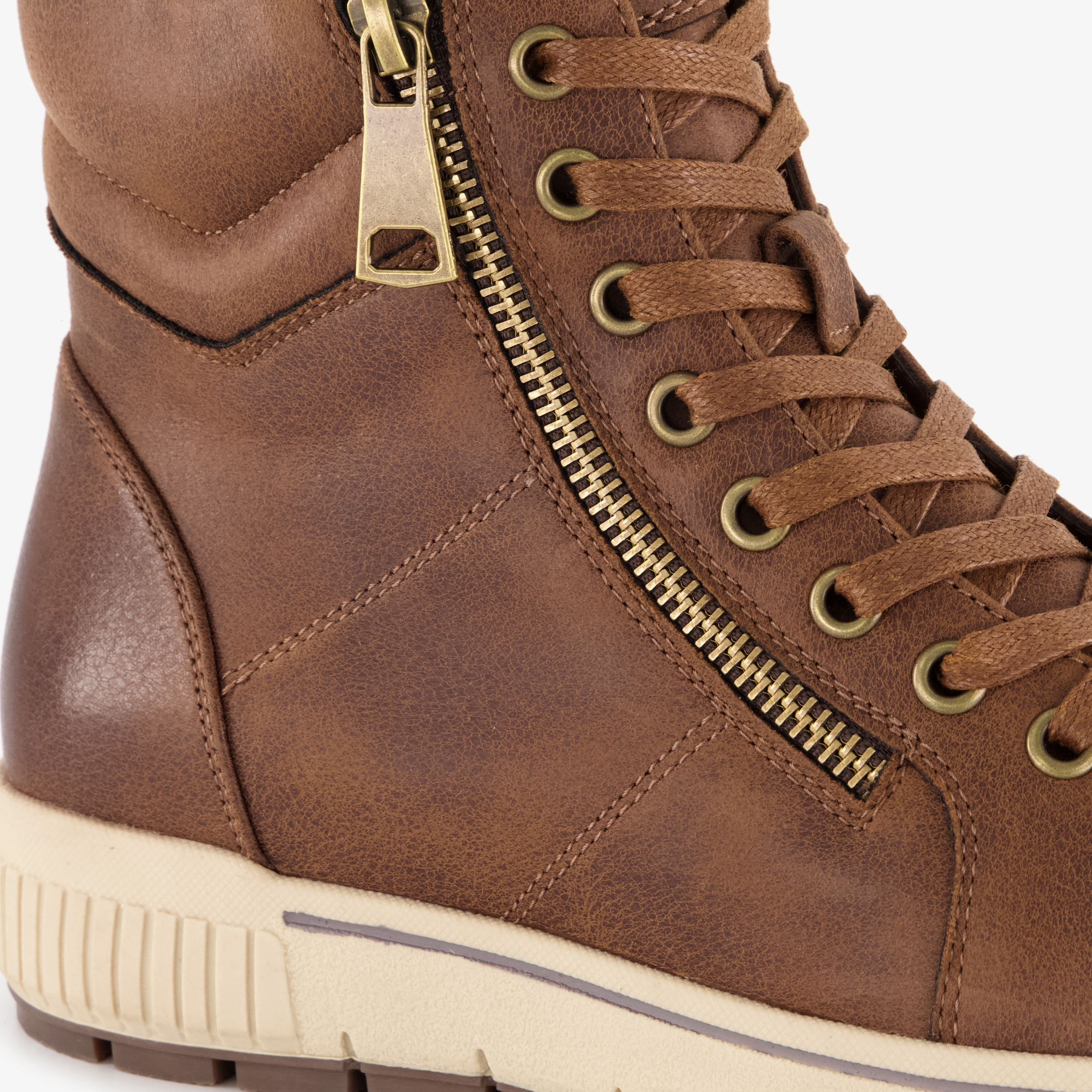 Natuform hoge dames sneakers cognac – foto 5