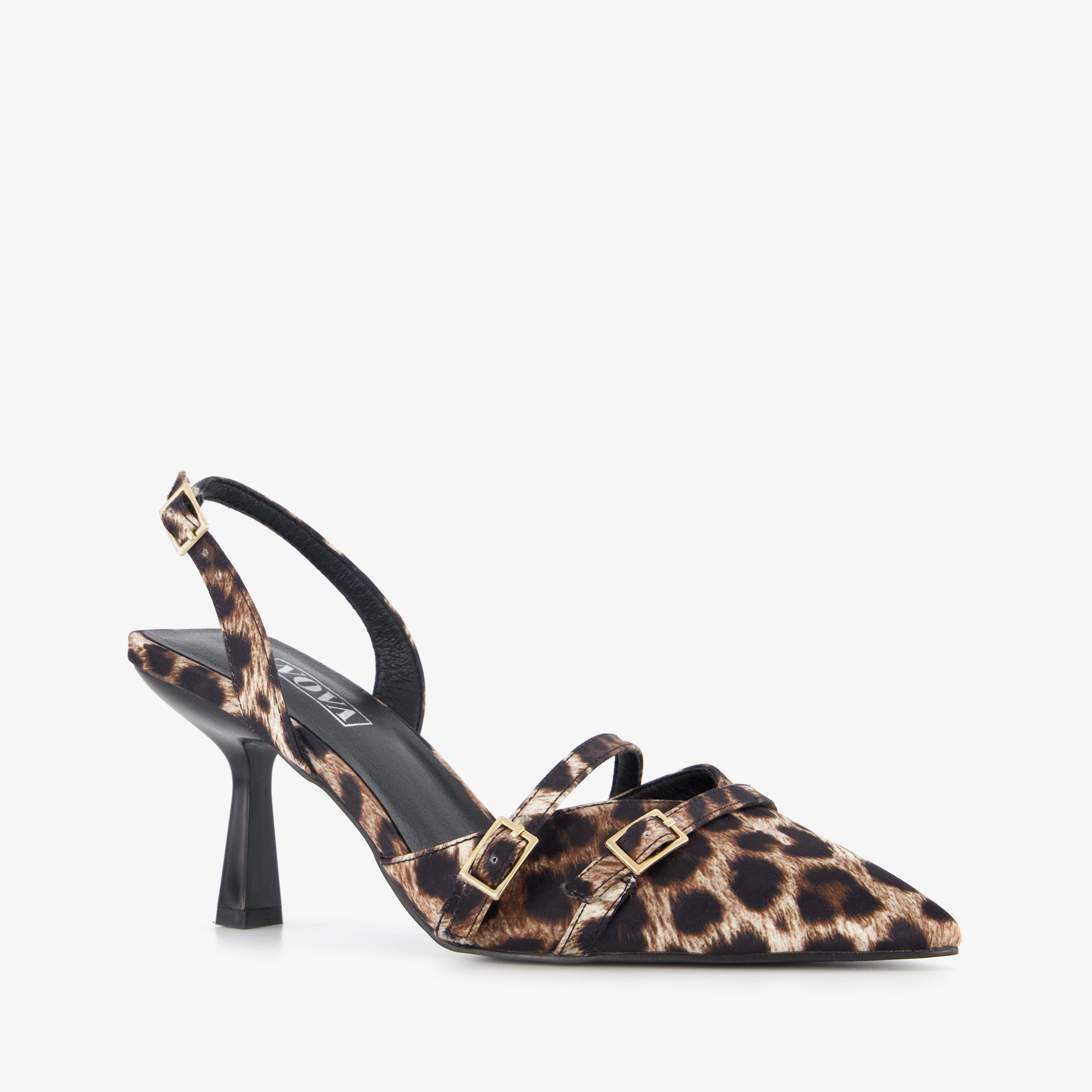 Nova dames pumps met panterprint en stilettohakken zwart bruin