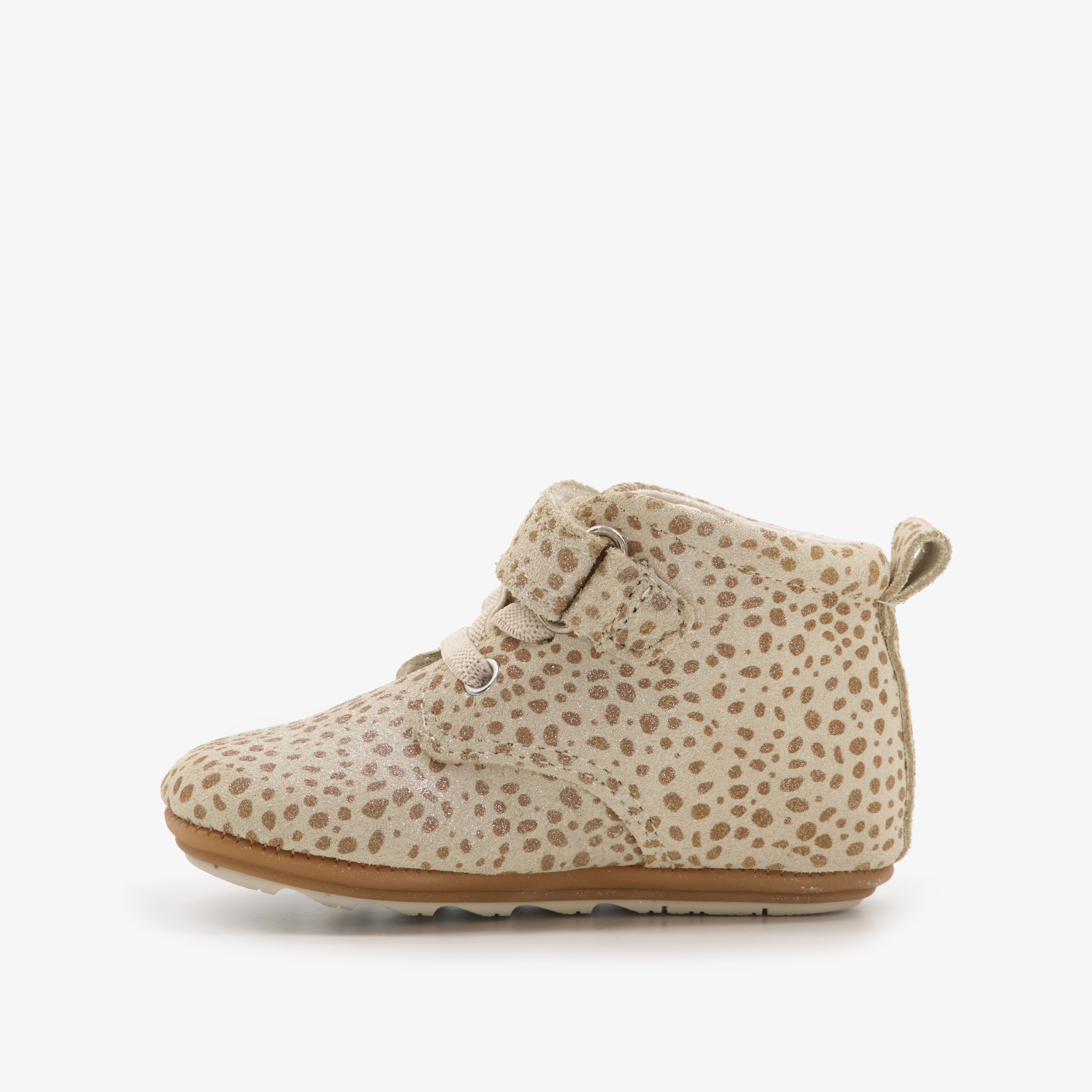 Groot leren babyschoenen beige met stippenprint meisjes – foto 2