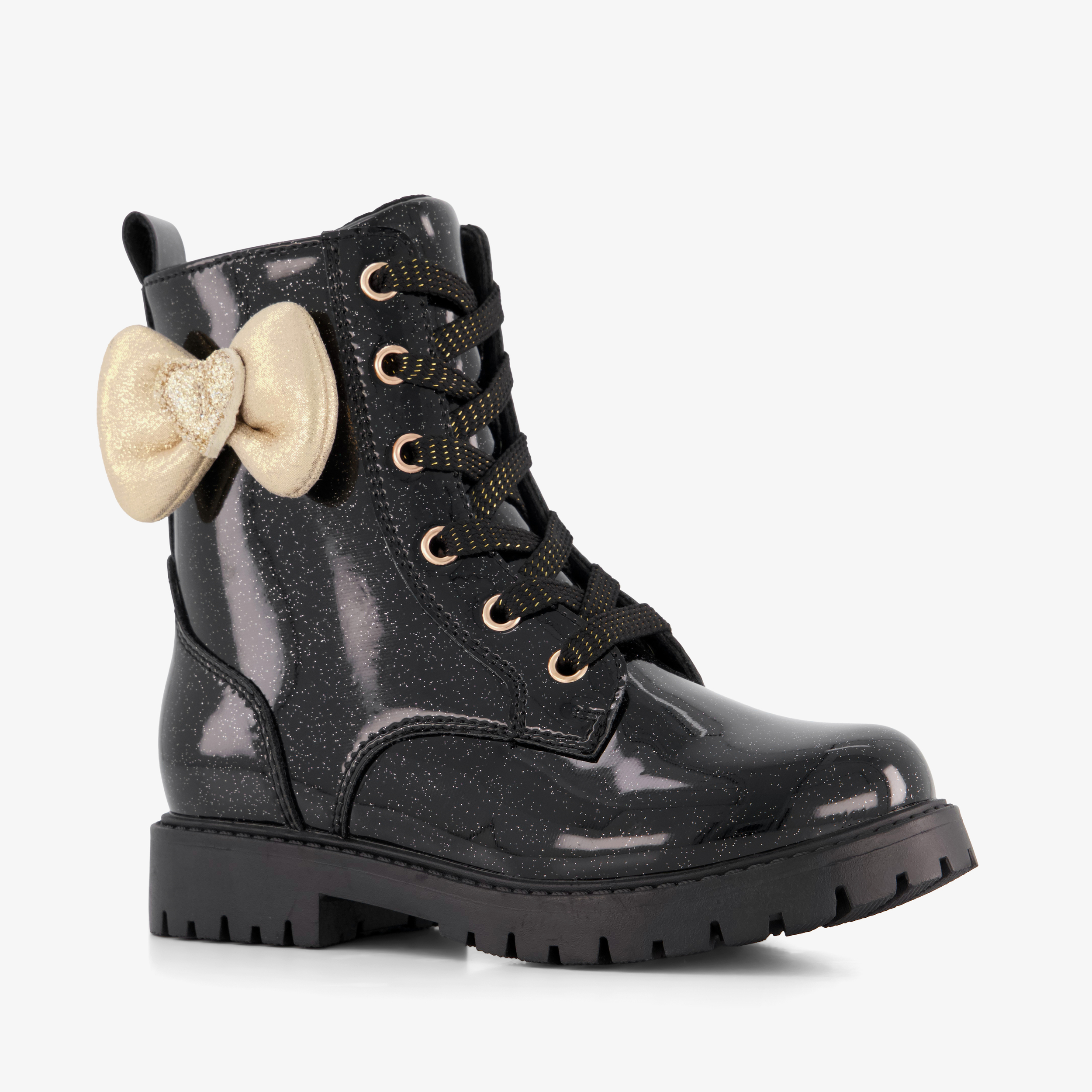 Blue Box meisjes glitter veterboots met gouden strik