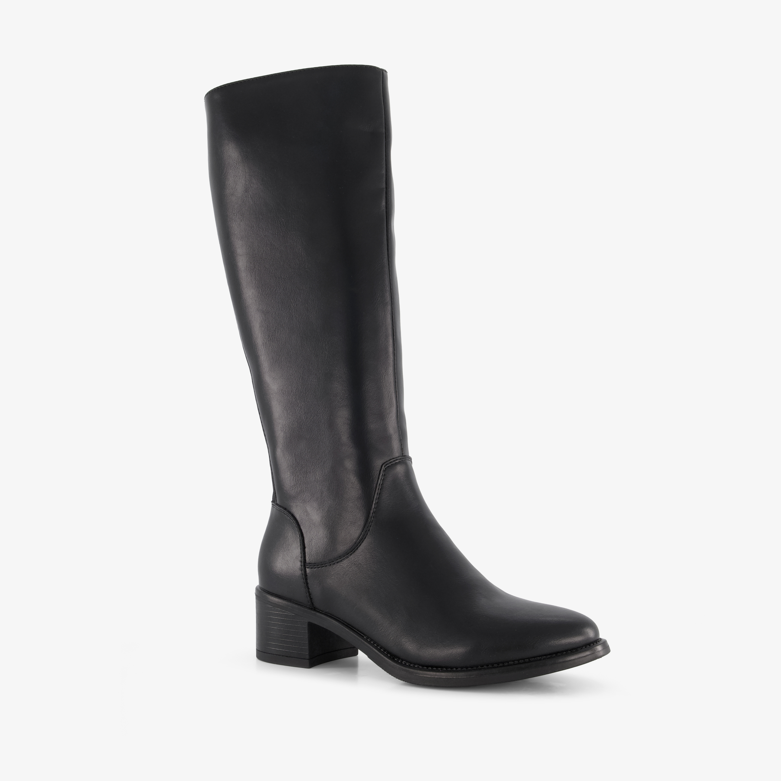 Blue Box hoge dames stretchlaarzen met hak zwart