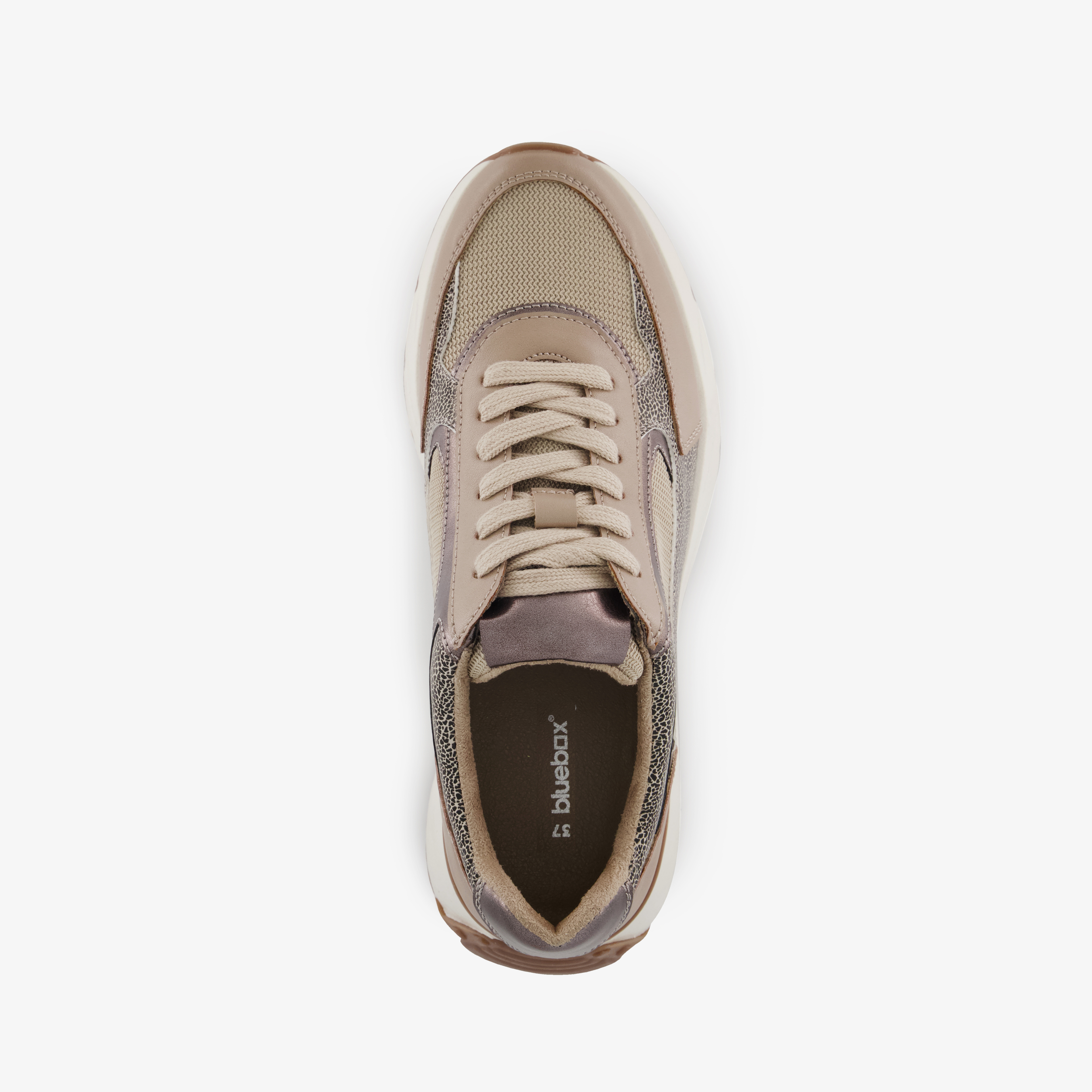 Blue Box dames sneakers met panterprint details taupe – foto 4