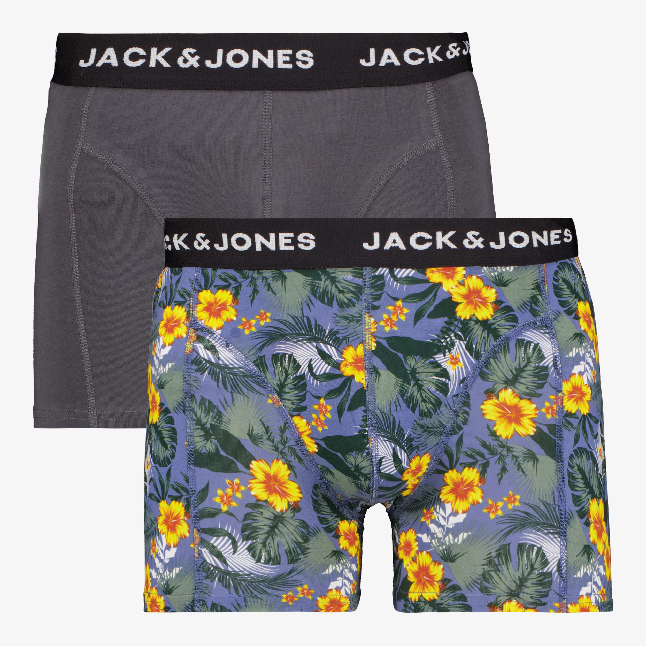 Jack en Jones 2-pack heren boxershorts grijs bloemenprint nachtmode & ondergoed