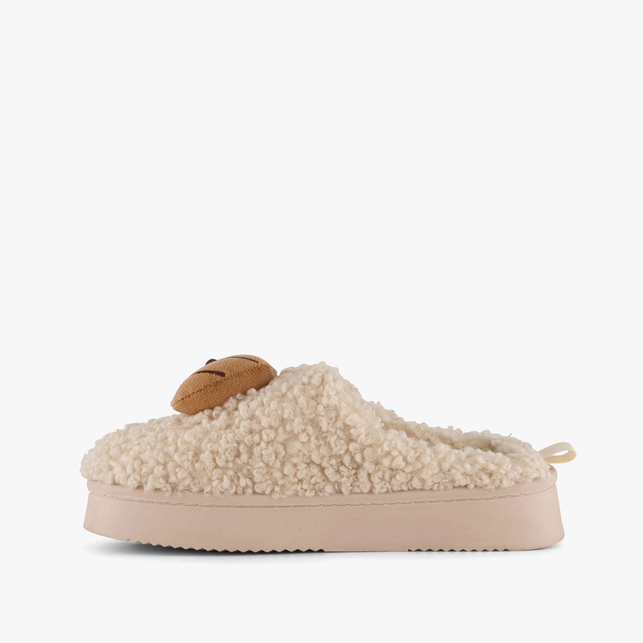 Thu!s teddy croissant sloffen voor dames - beige