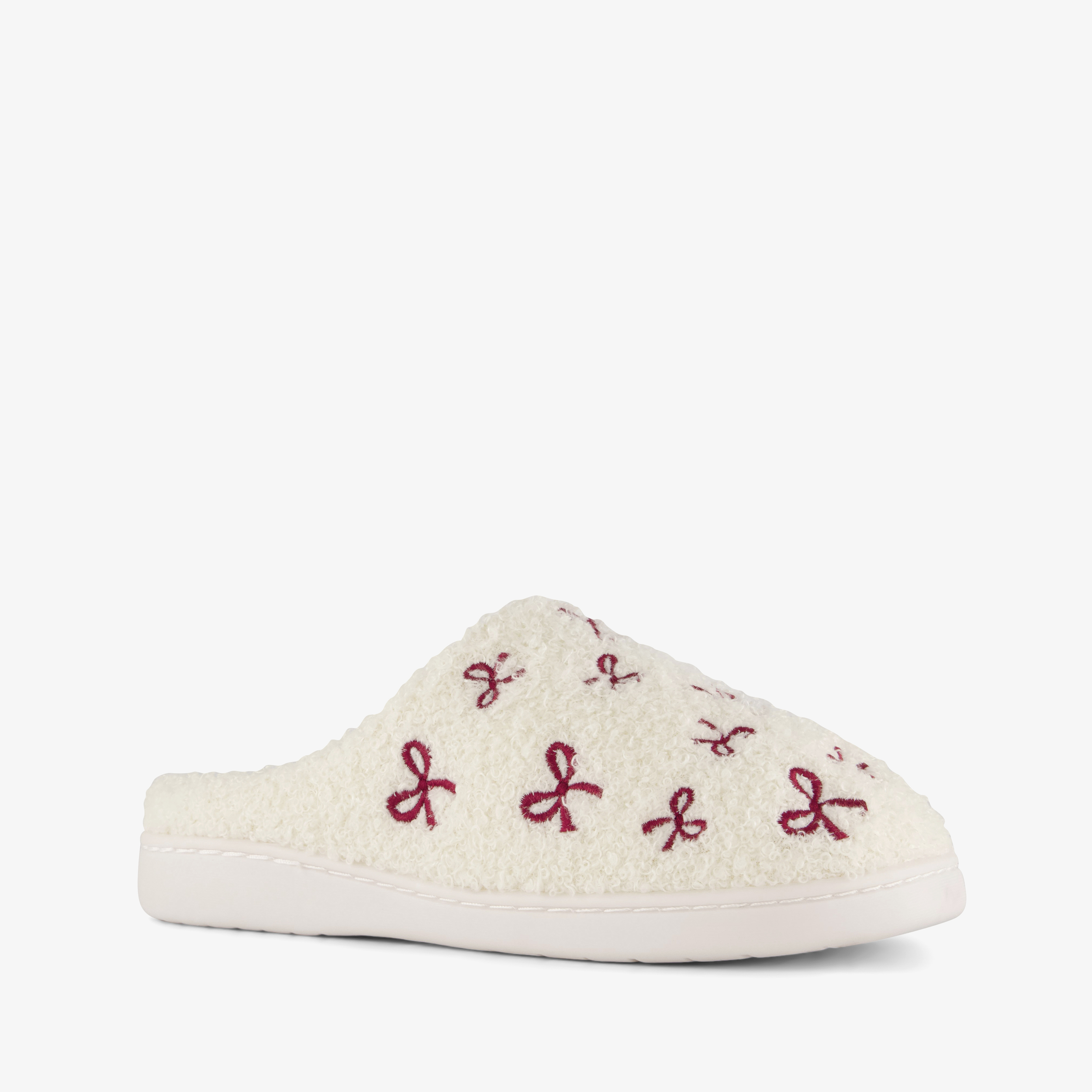 Thu!s dames instap pantoffels met rode strikjes wit