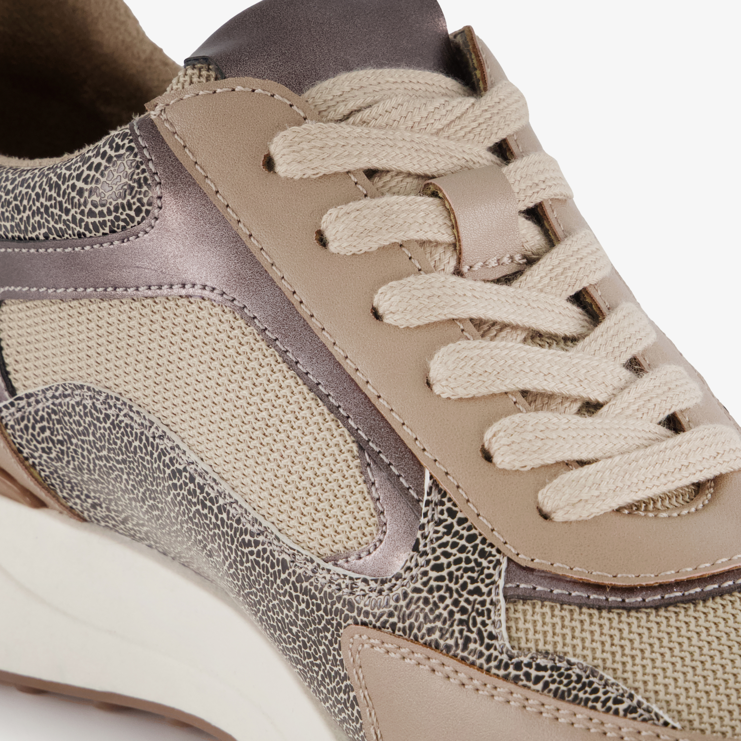 Blue Box dames sneakers met panterprint details taupe – foto 5