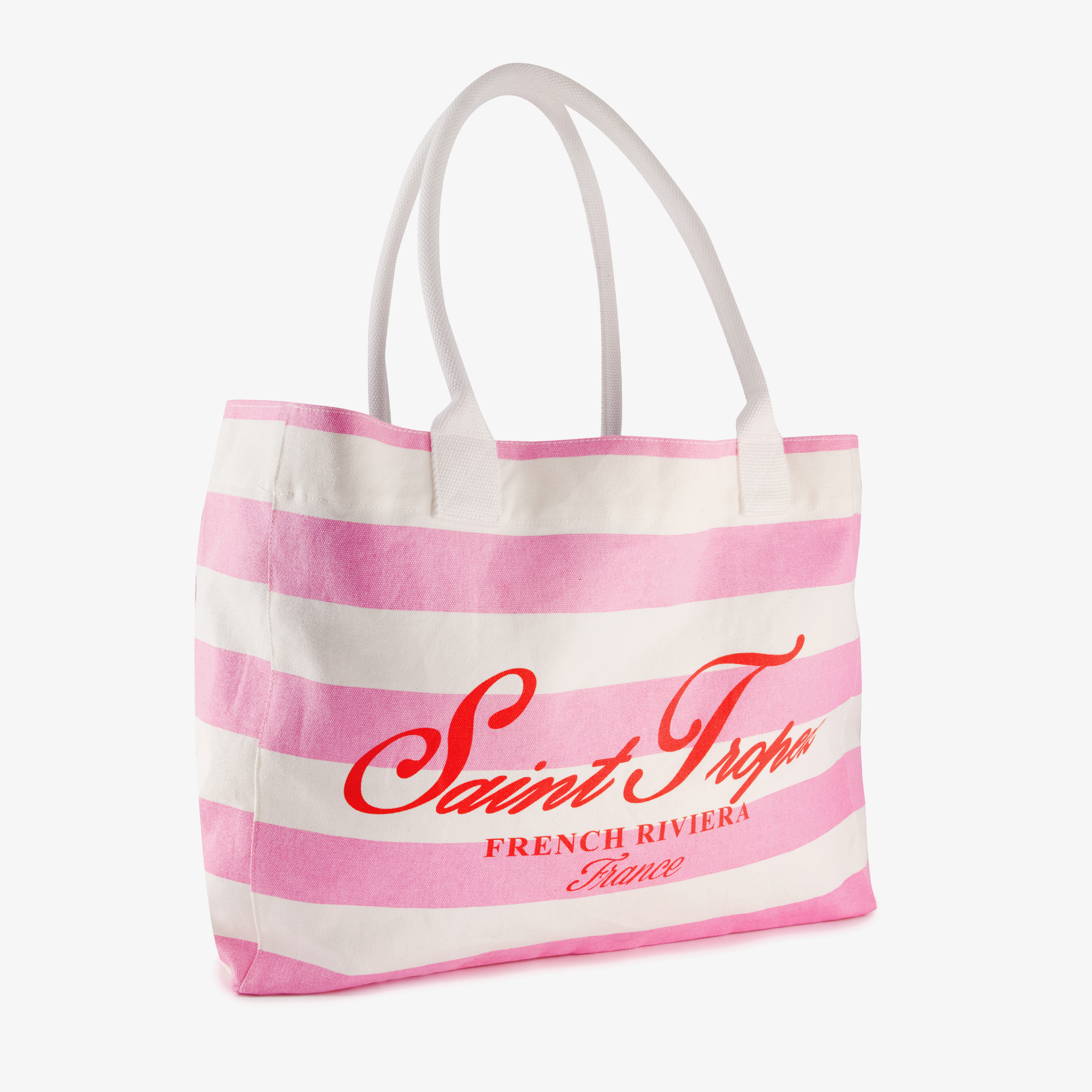Scapino Dames shopper strandtas met strepen roze