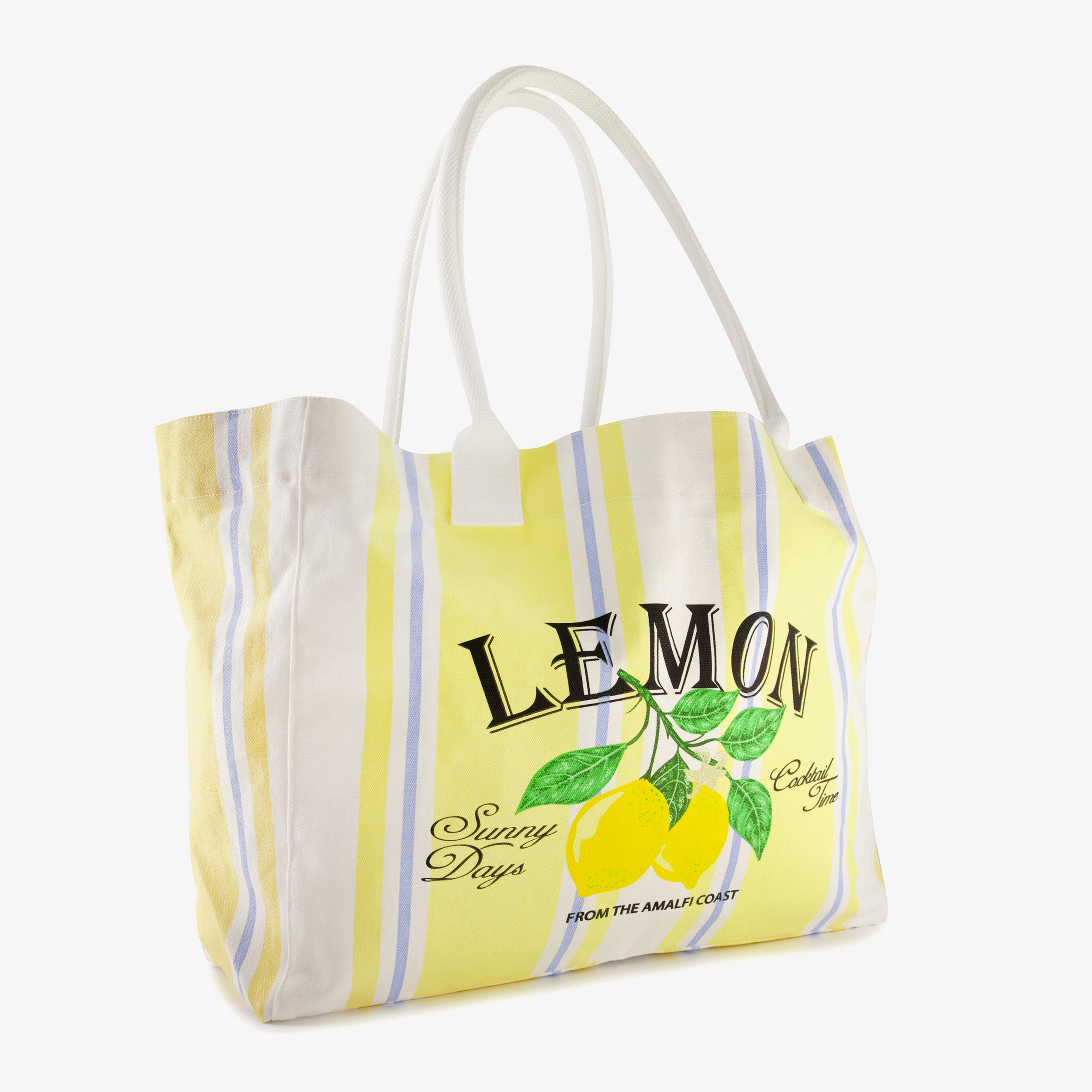 Scapino Dames shopper strandtas met citroenen geel