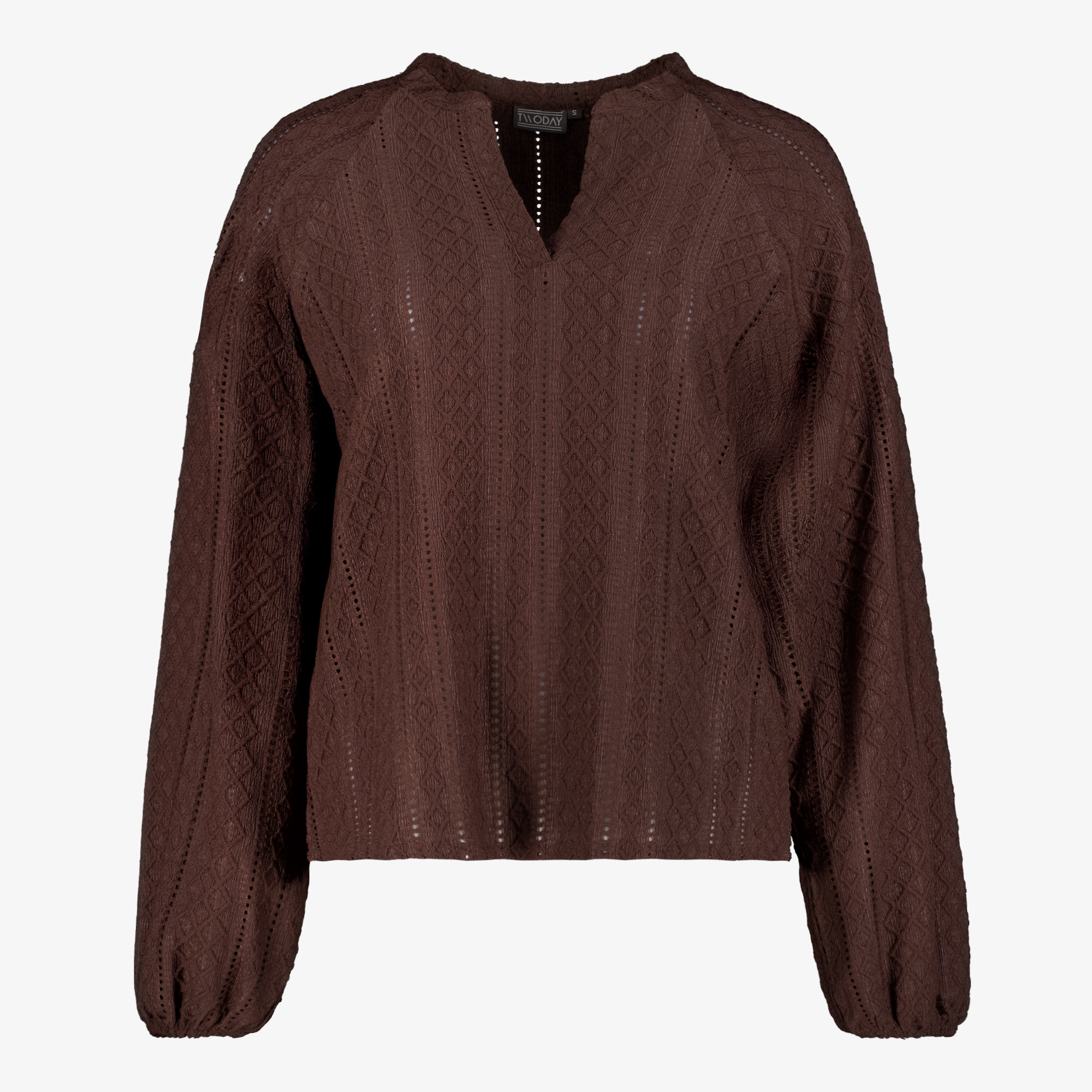 TwoDay dames blouse met V-hals bruin t-shirts & tops