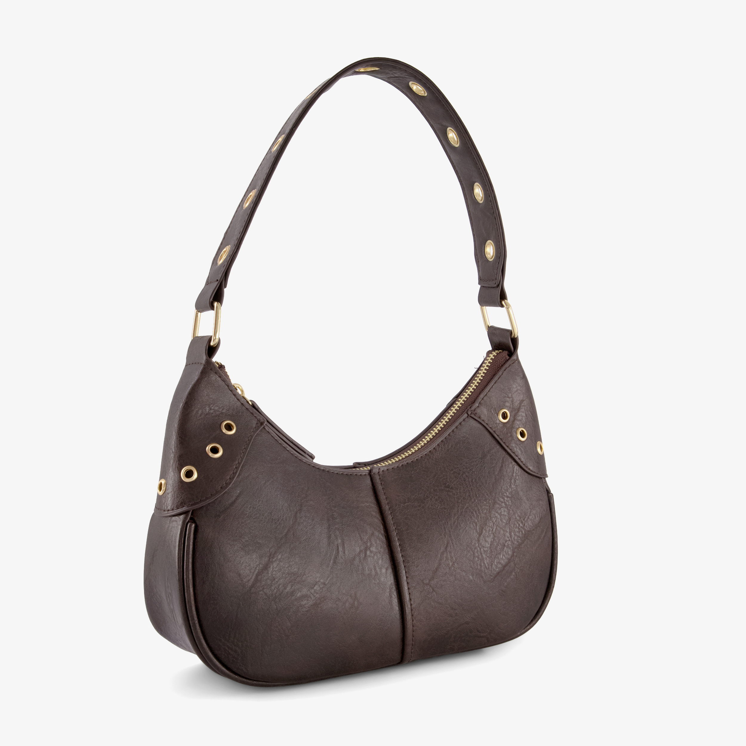 Scapino Dames schoudertas met studs donkerbruin