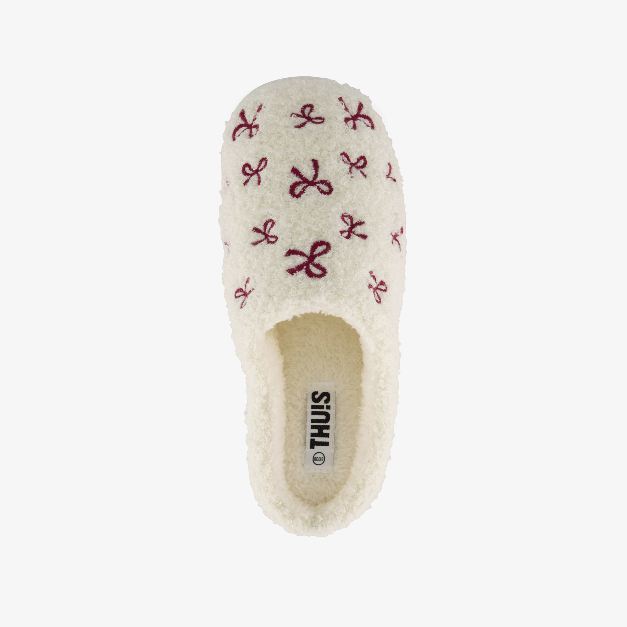 Thu!s dames instap pantoffels met rode strikjes wit – foto 4