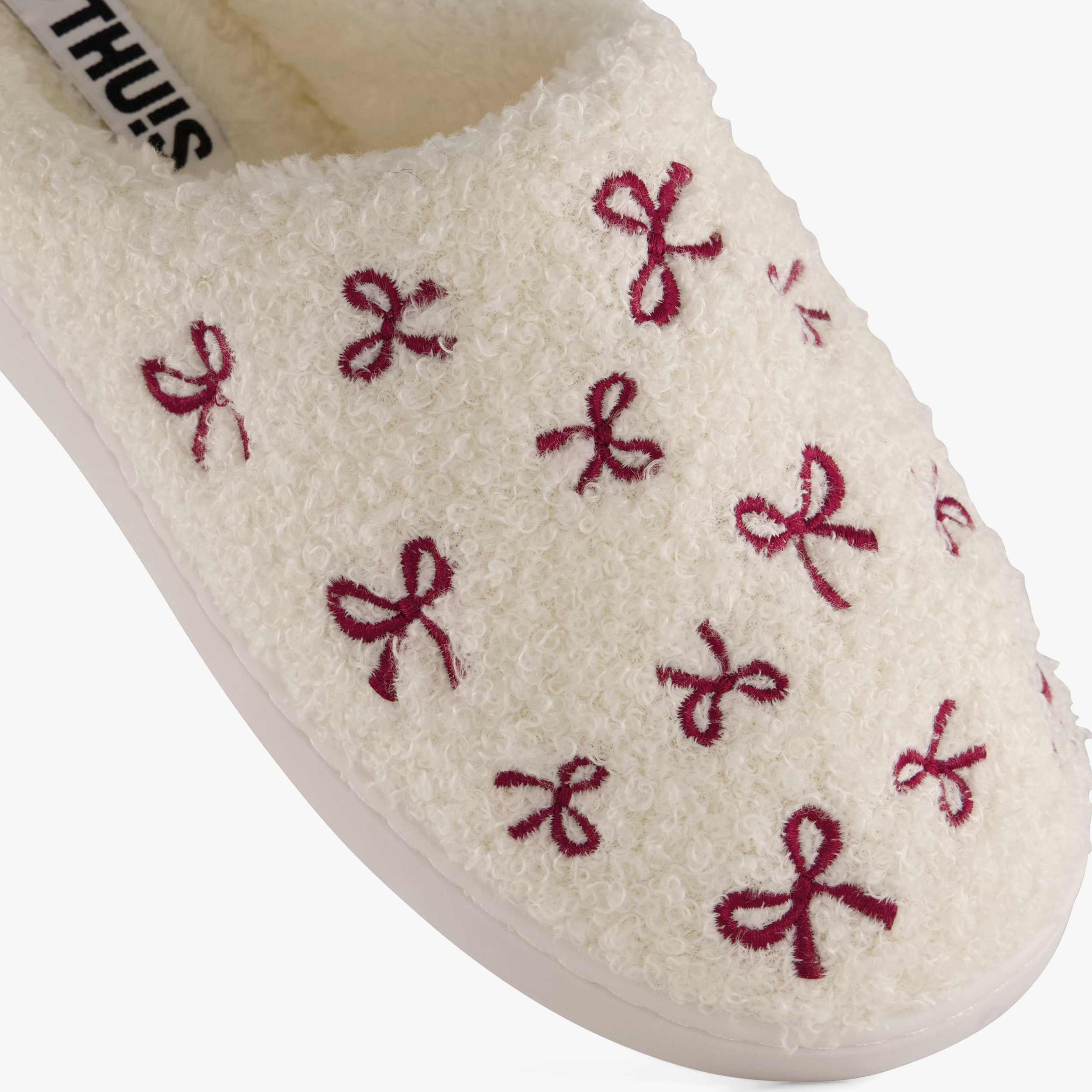 Thu!s dames instap pantoffels met rode strikjes wit – foto 5