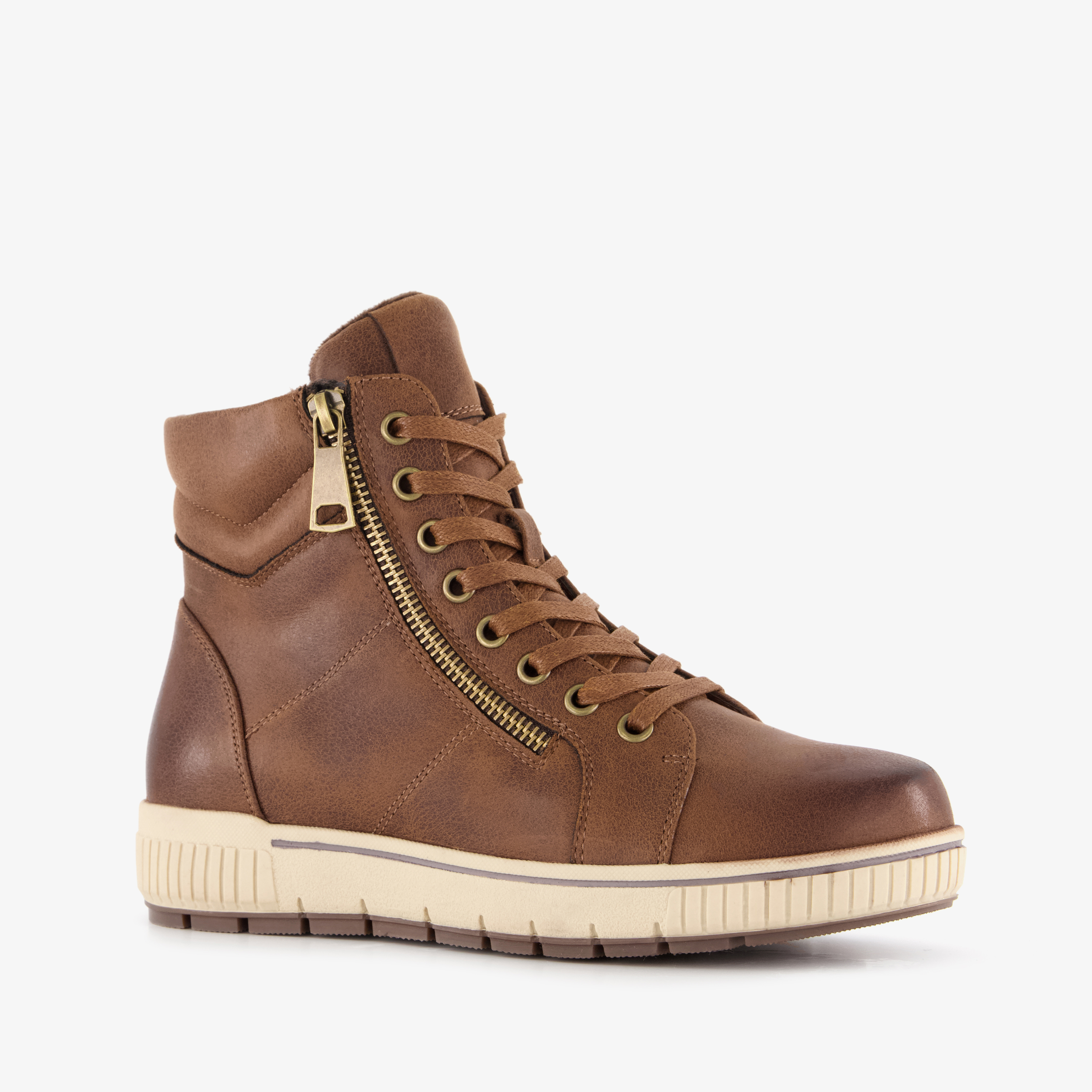 Natuform hoge dames sneakers cognac