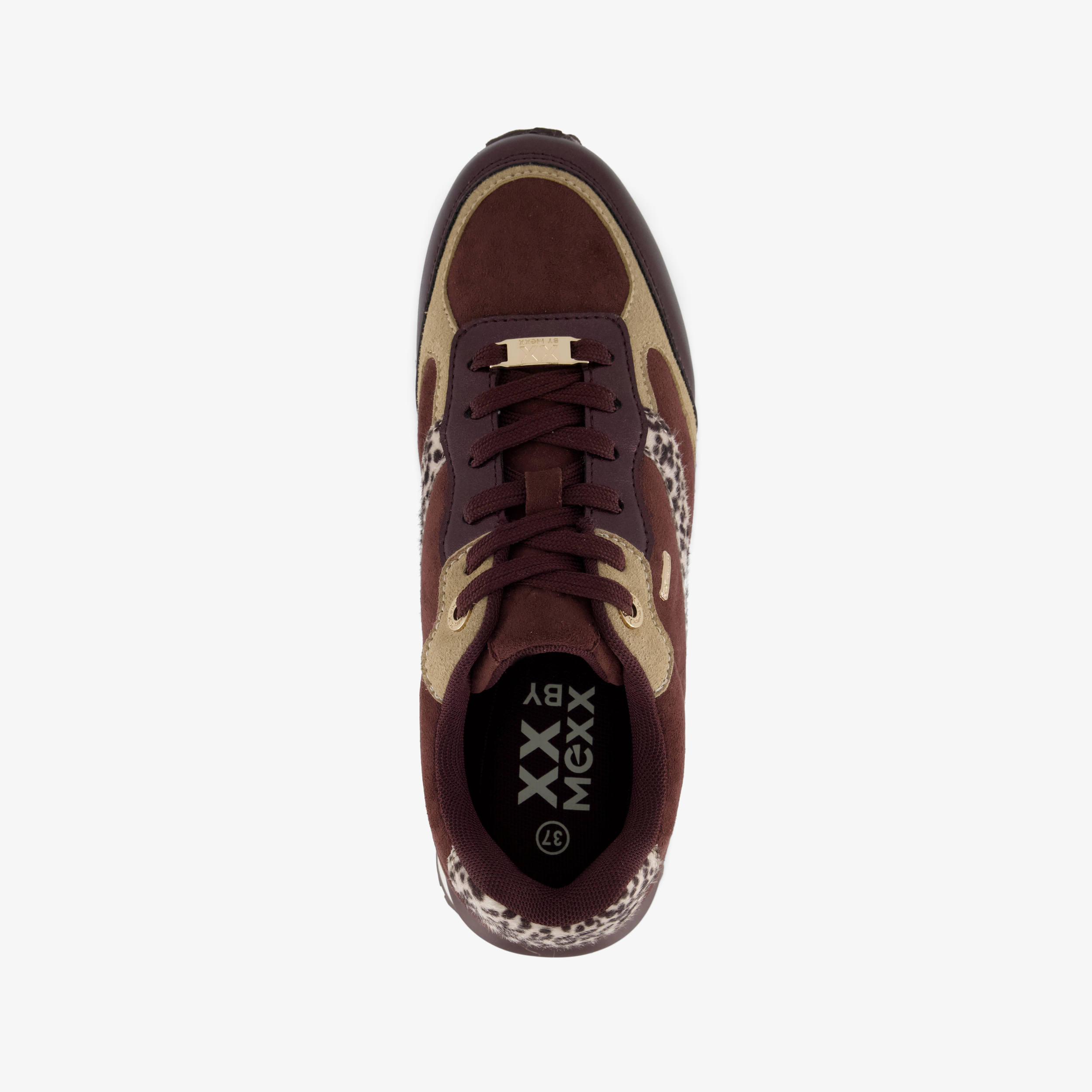 XX By Mexx dames sneakers met dierenprint bordeaux rood – foto 4