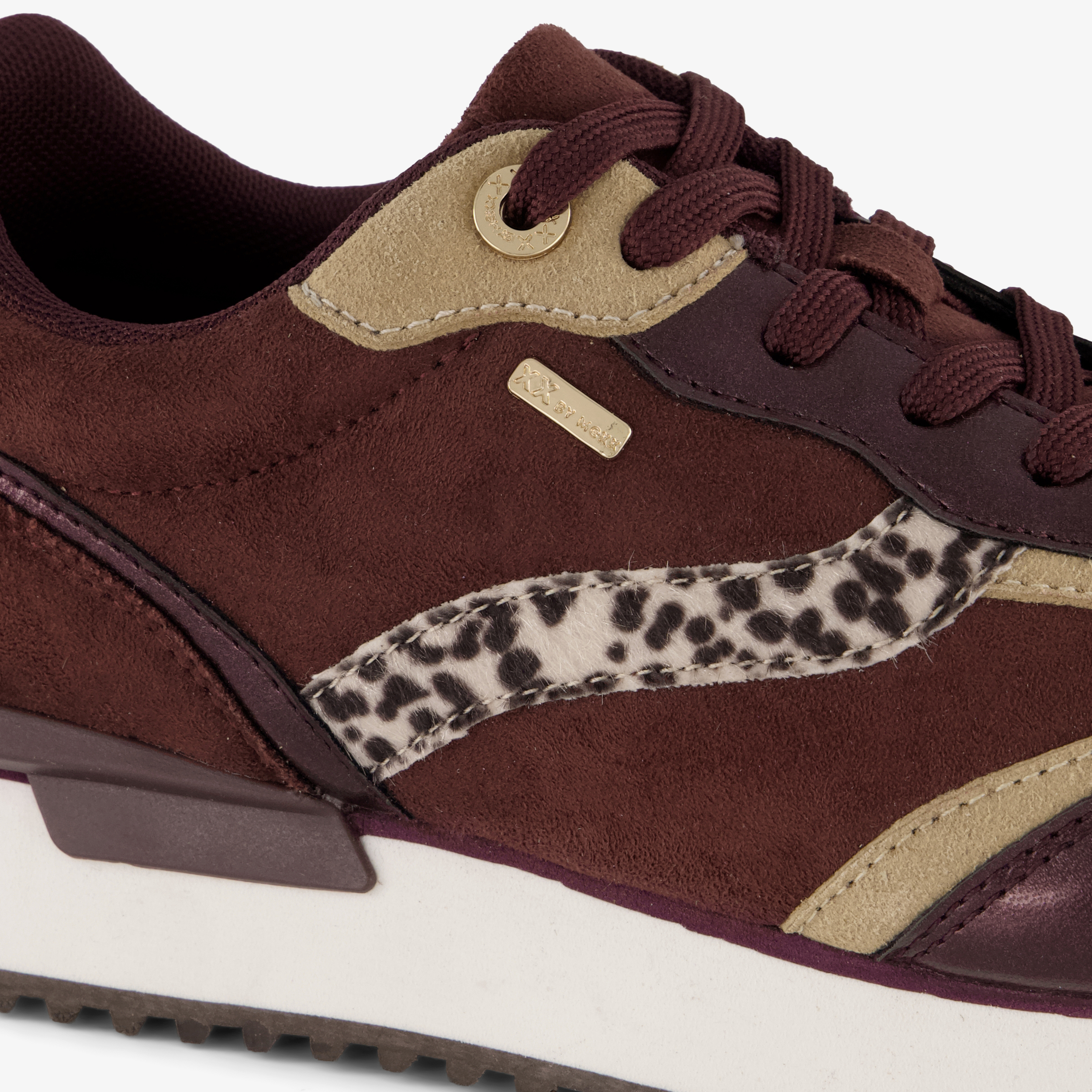 XX By Mexx dames sneakers met dierenprint bordeaux rood – foto 5