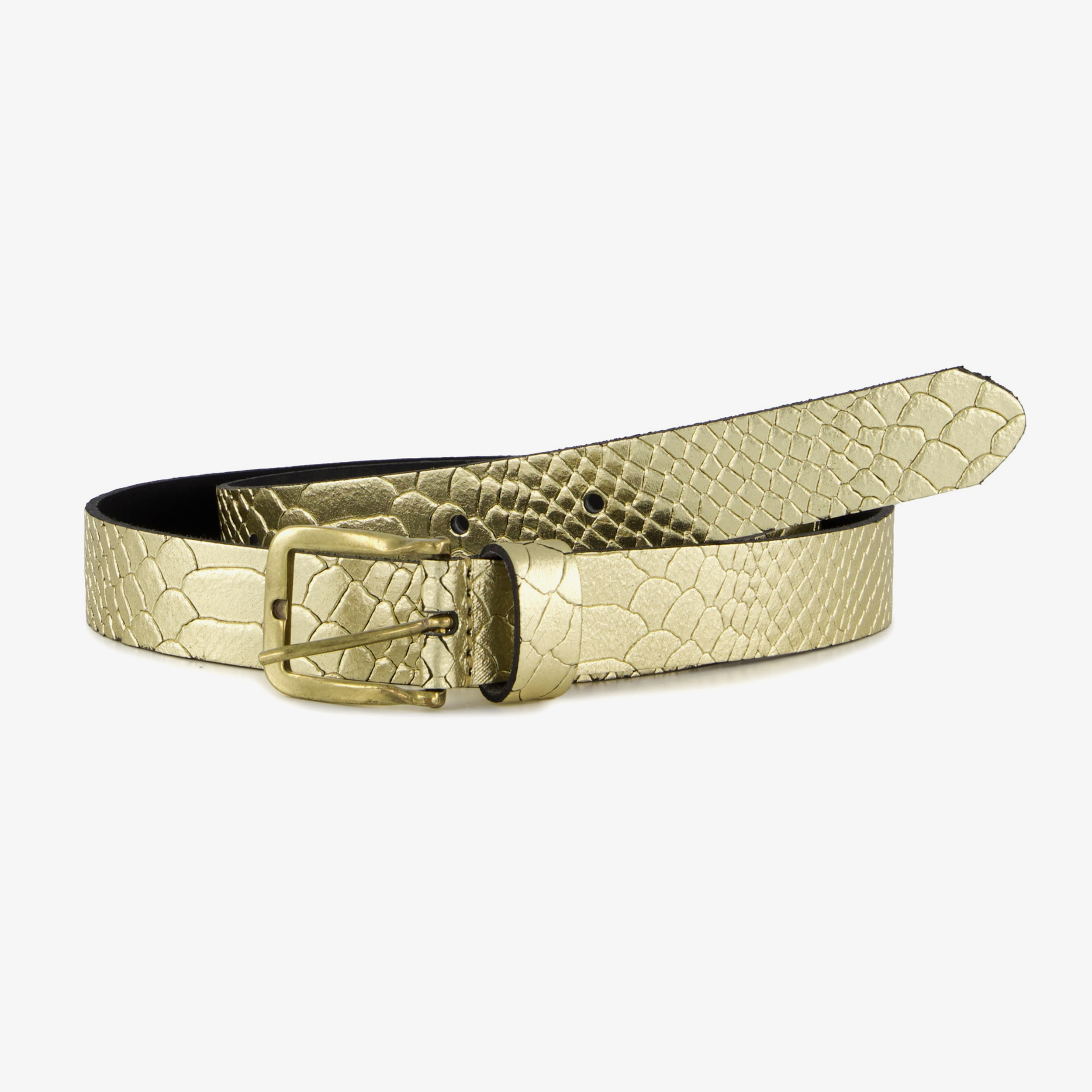Scapino Leren dames riem met slangenprint goud