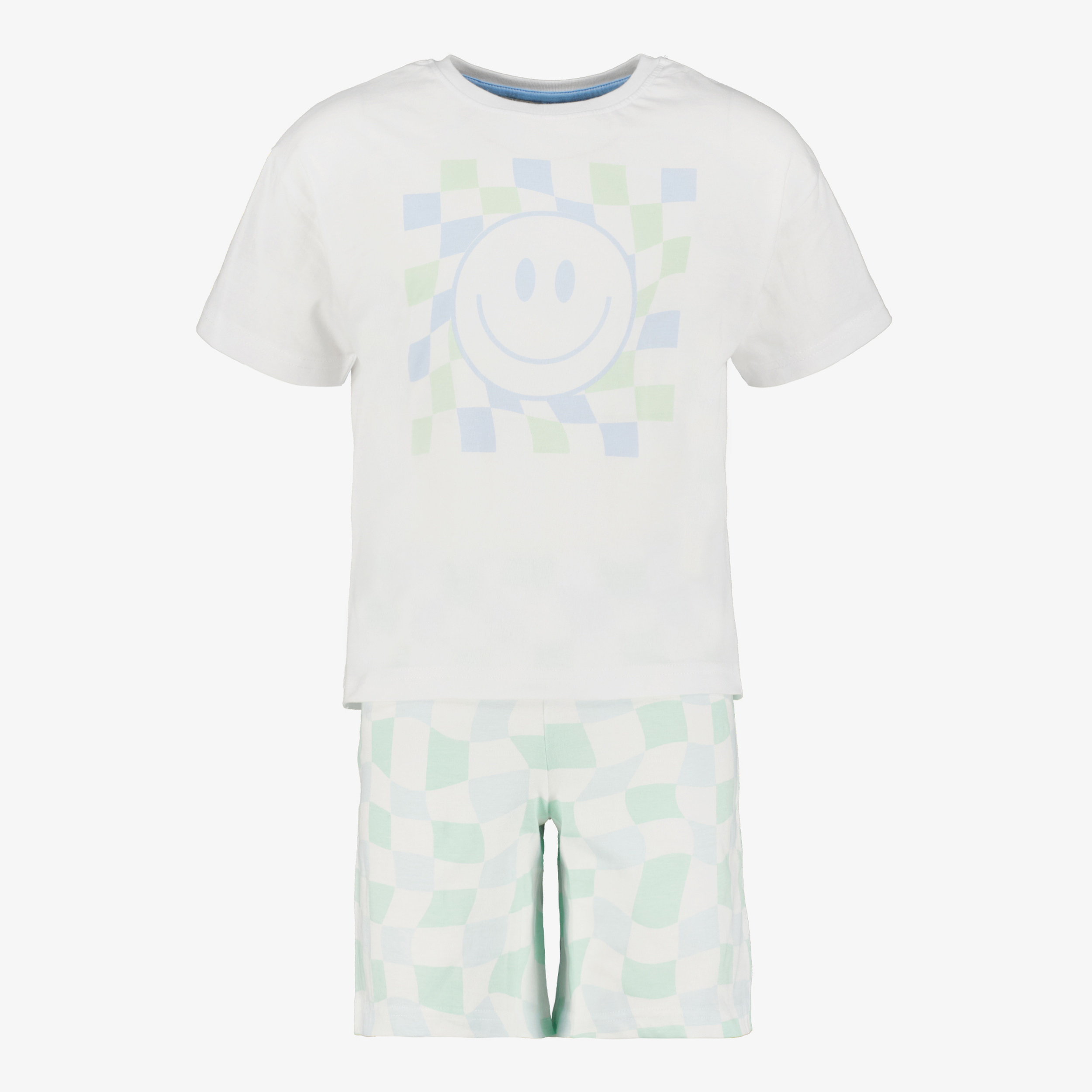 Smiley kinder shortama wit groen