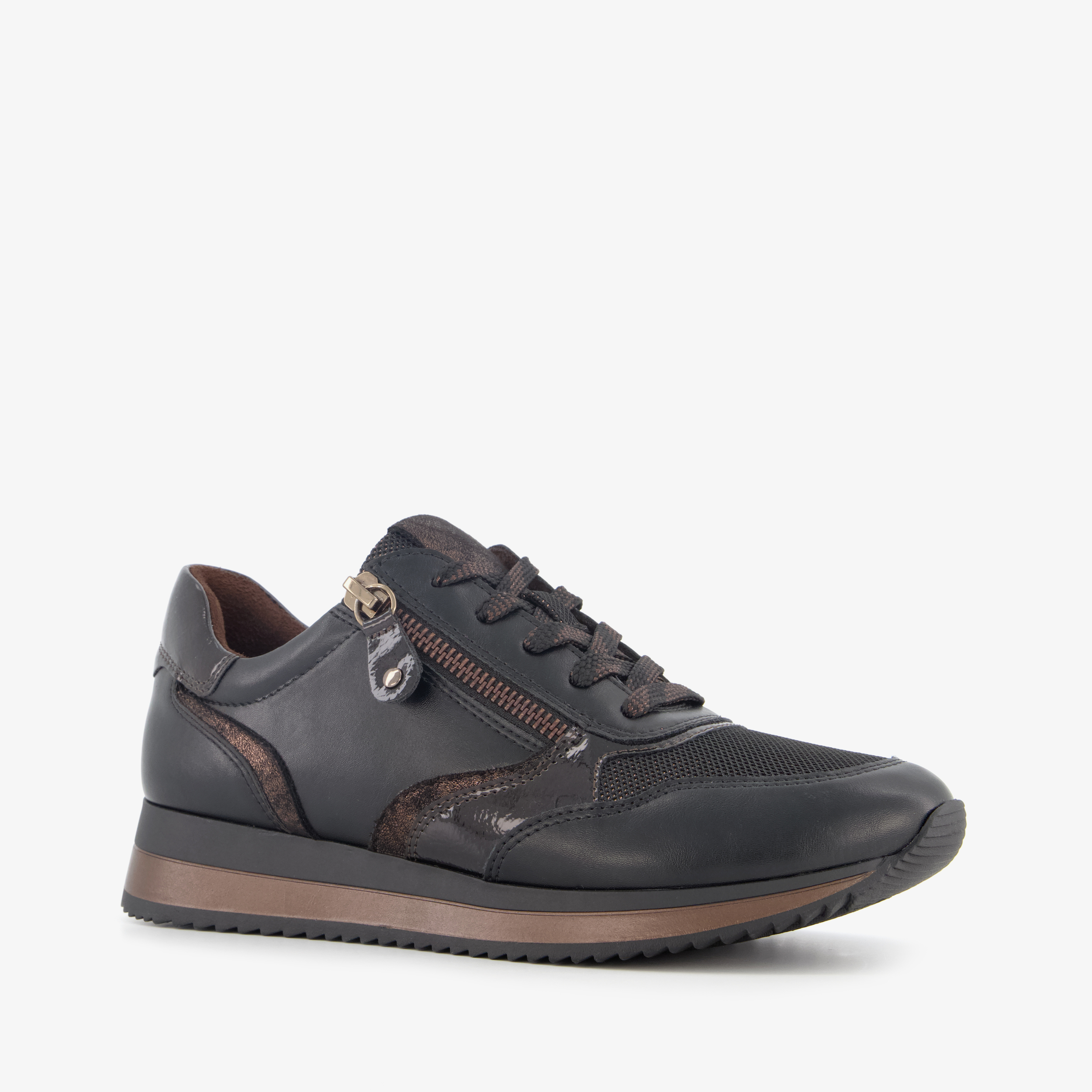 Softline dames sneakers met H leest zwart brons