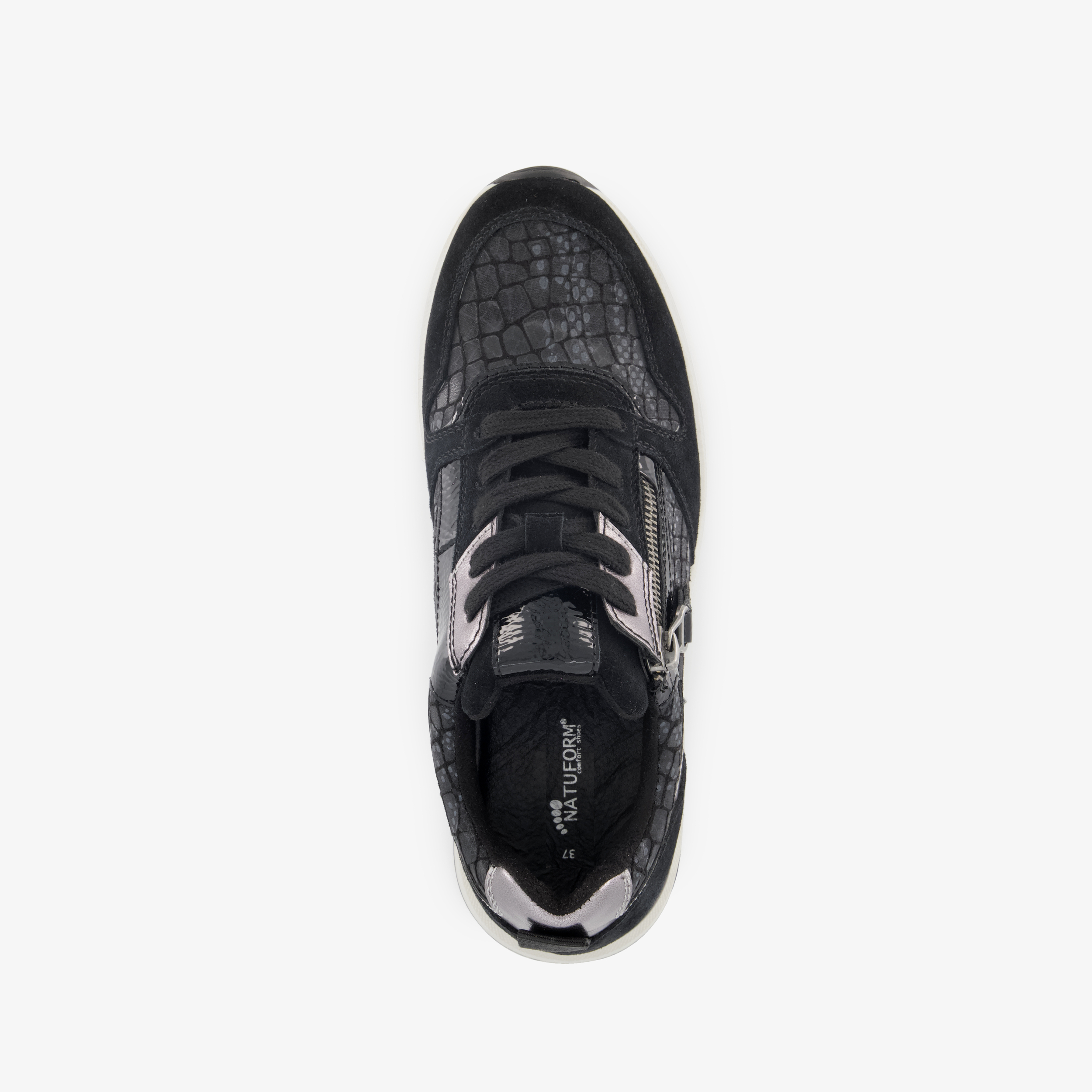 Natuform dames sneakers met slangenprint details zwart – foto 4