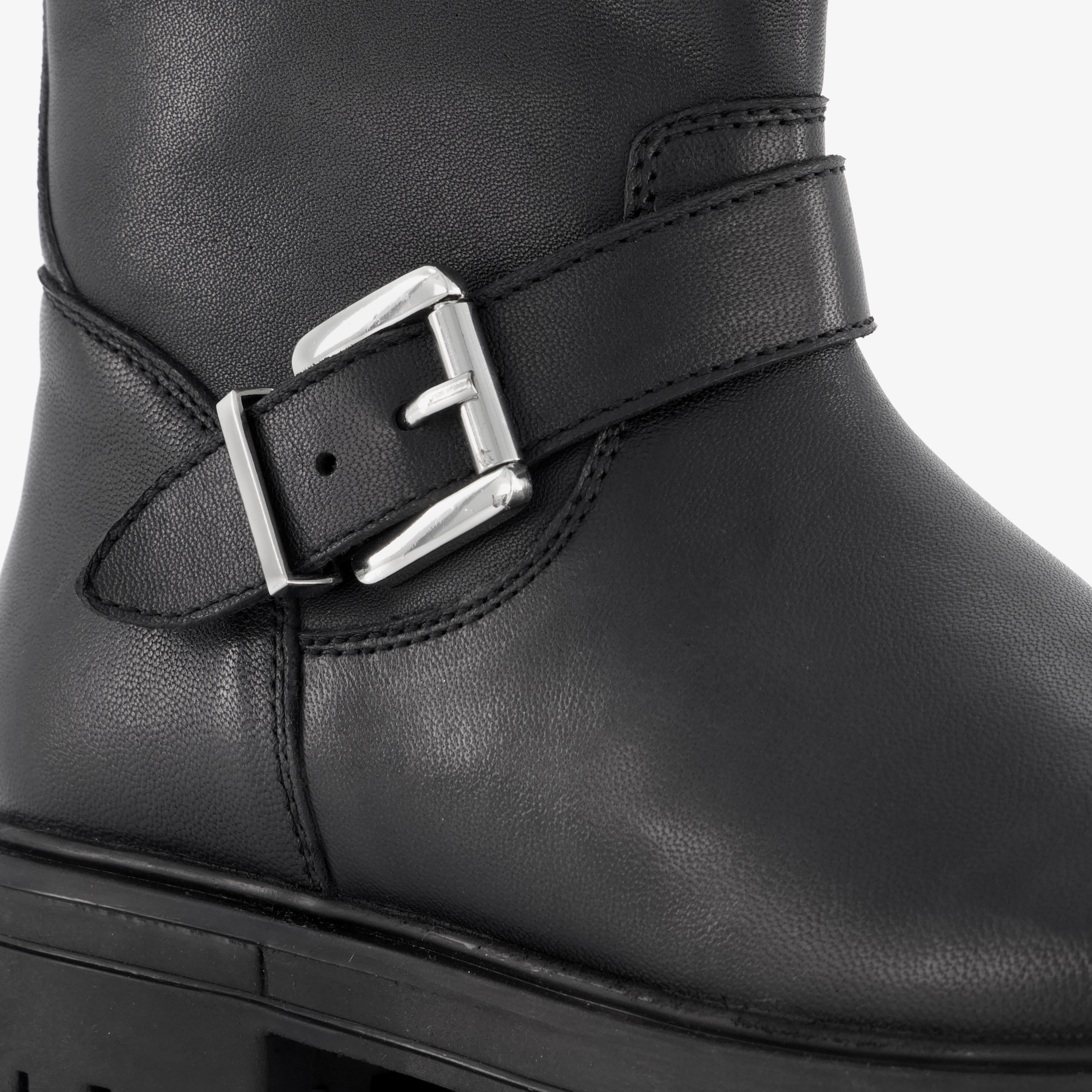 Groot leren meisjes biker boots met gespen zwart – foto 5
