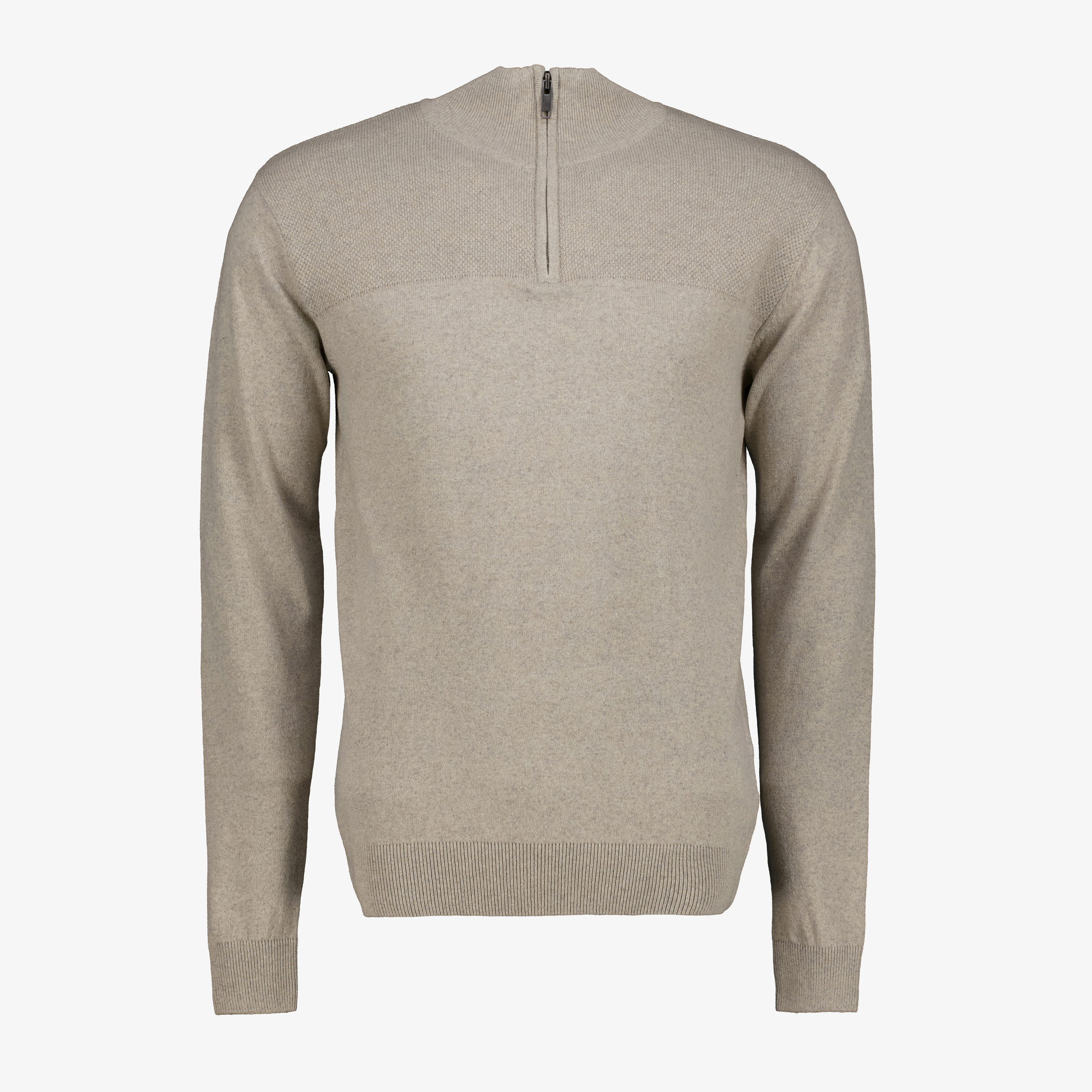 Unsigned heren trui met korte rits beige truien & vesten