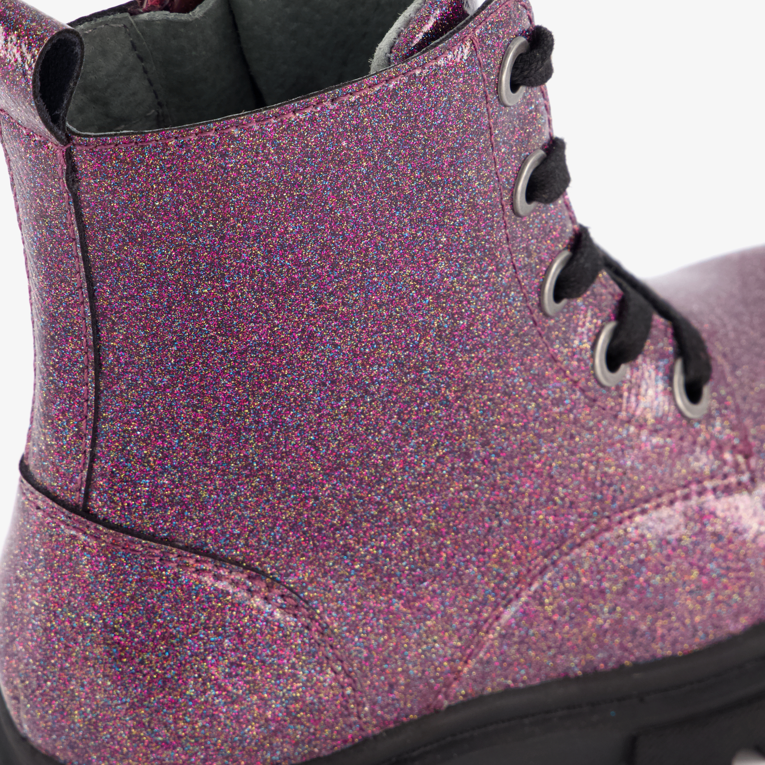 Stap leren meisjes veterboots met glitters paars – foto 5