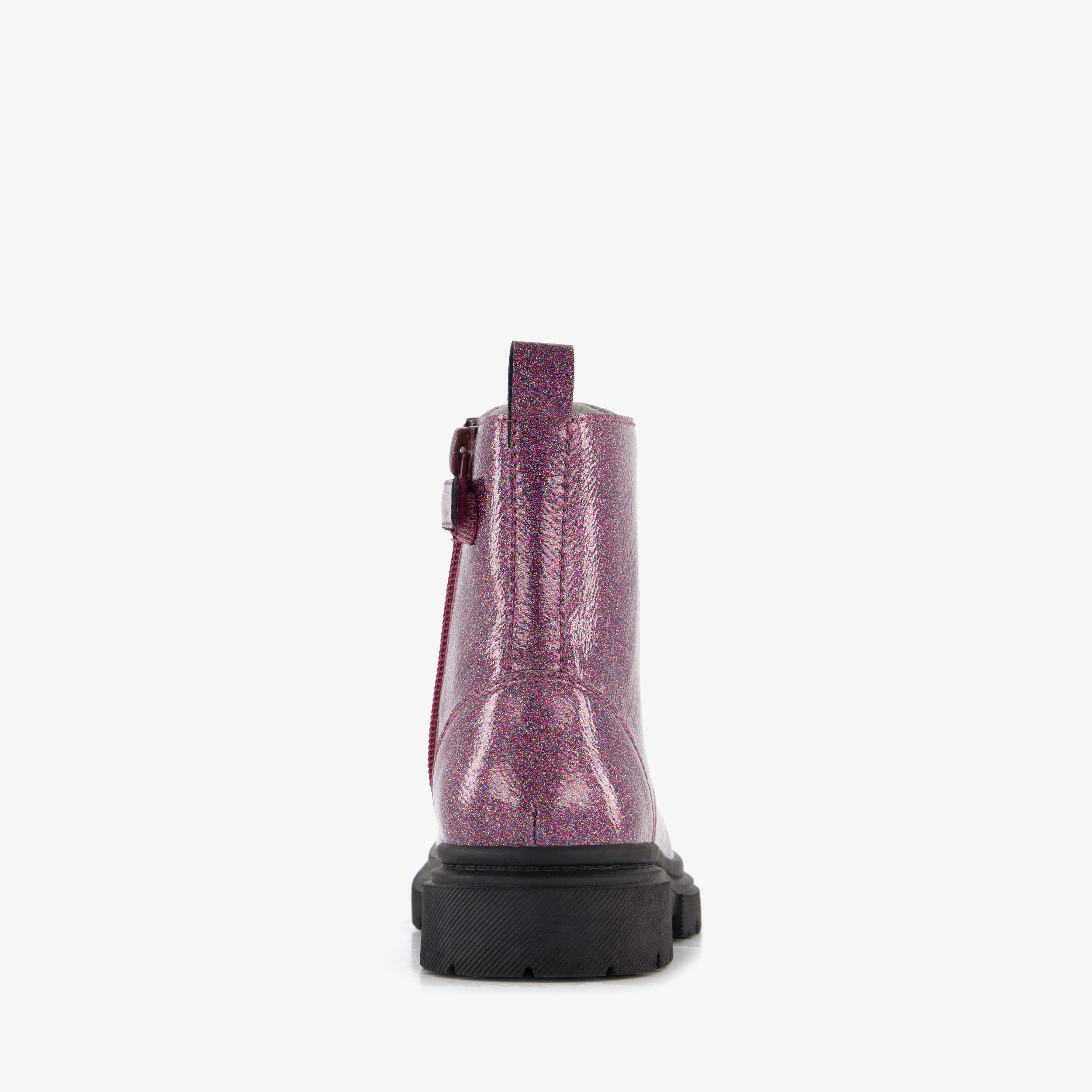 Stap leren meisjes veterboots met glitters paars – foto 2