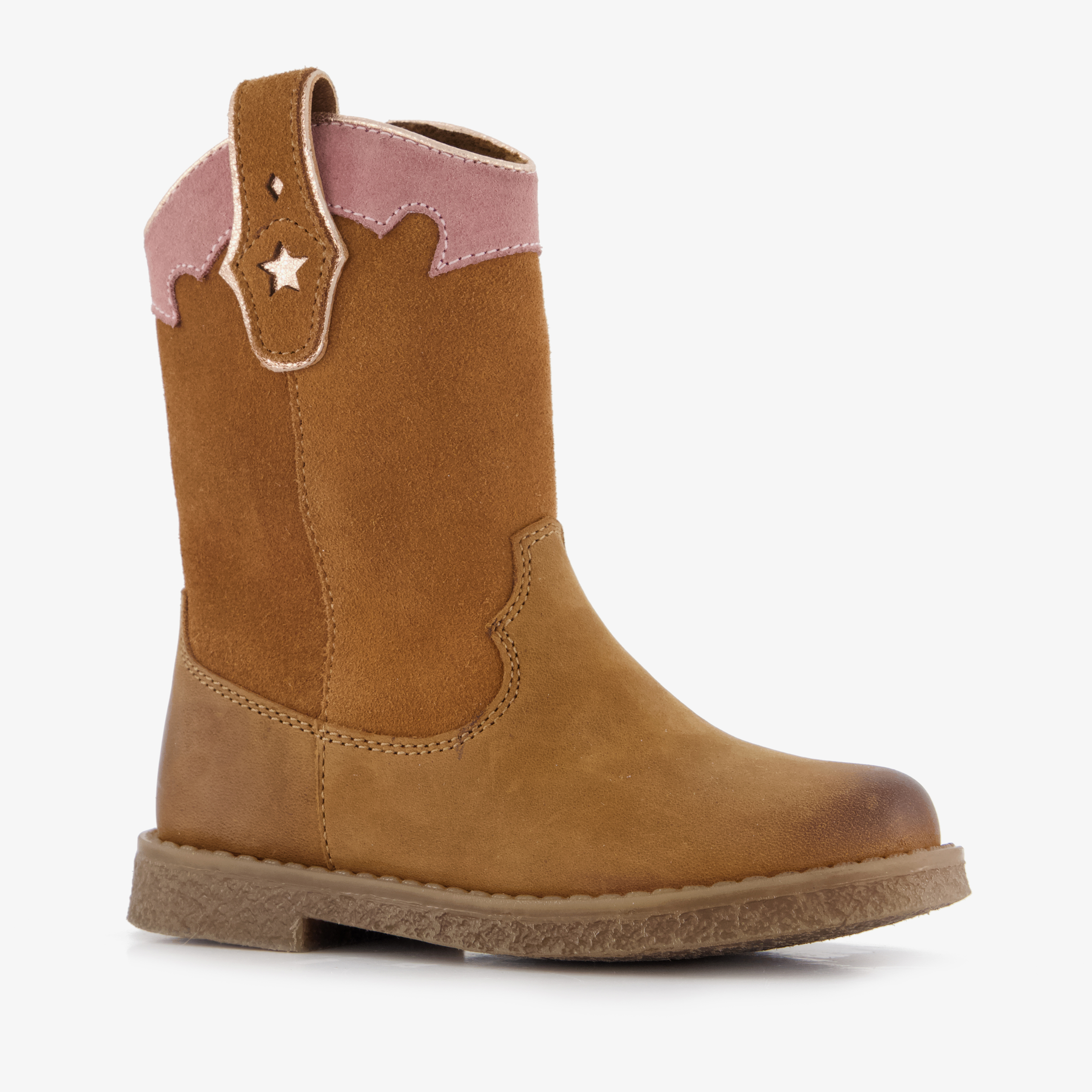 Groot leren meisjes cowboylaarzen cognac