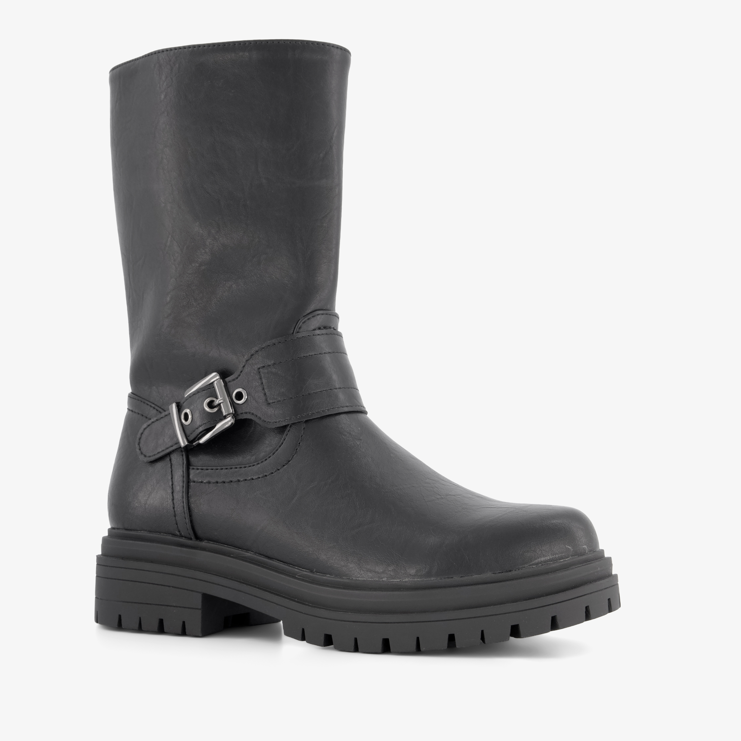 Blue Box dames biker boots met gesp zwart laarzen