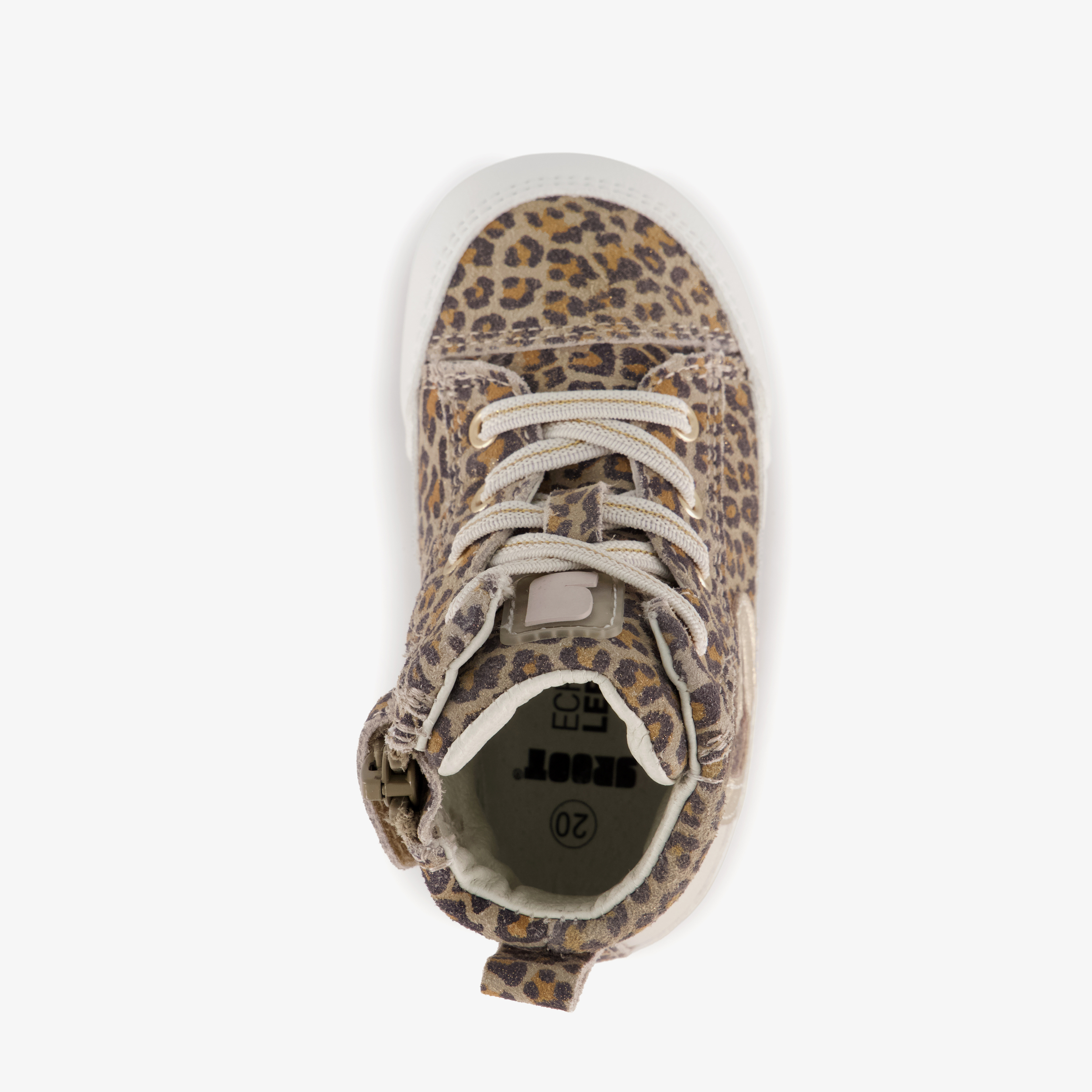 Groot leren babyschoenen met panterprint beige bruin meisjes – foto 4