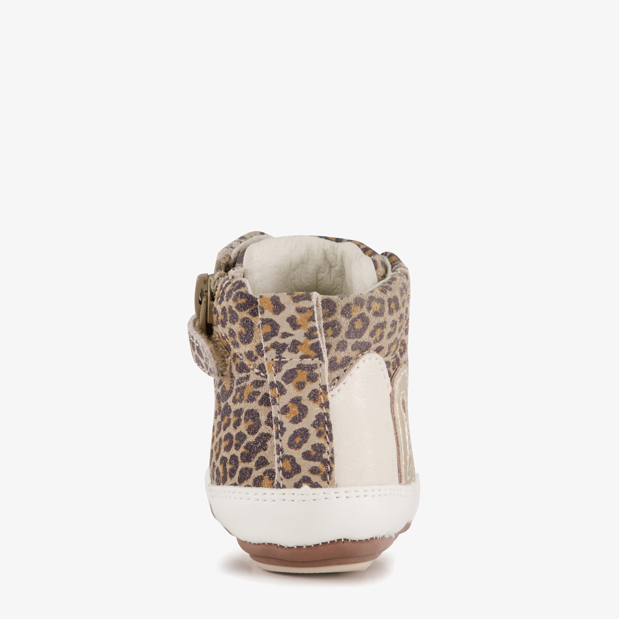 Groot leren babyschoenen met panterprint beige bruin meisjes – foto 2