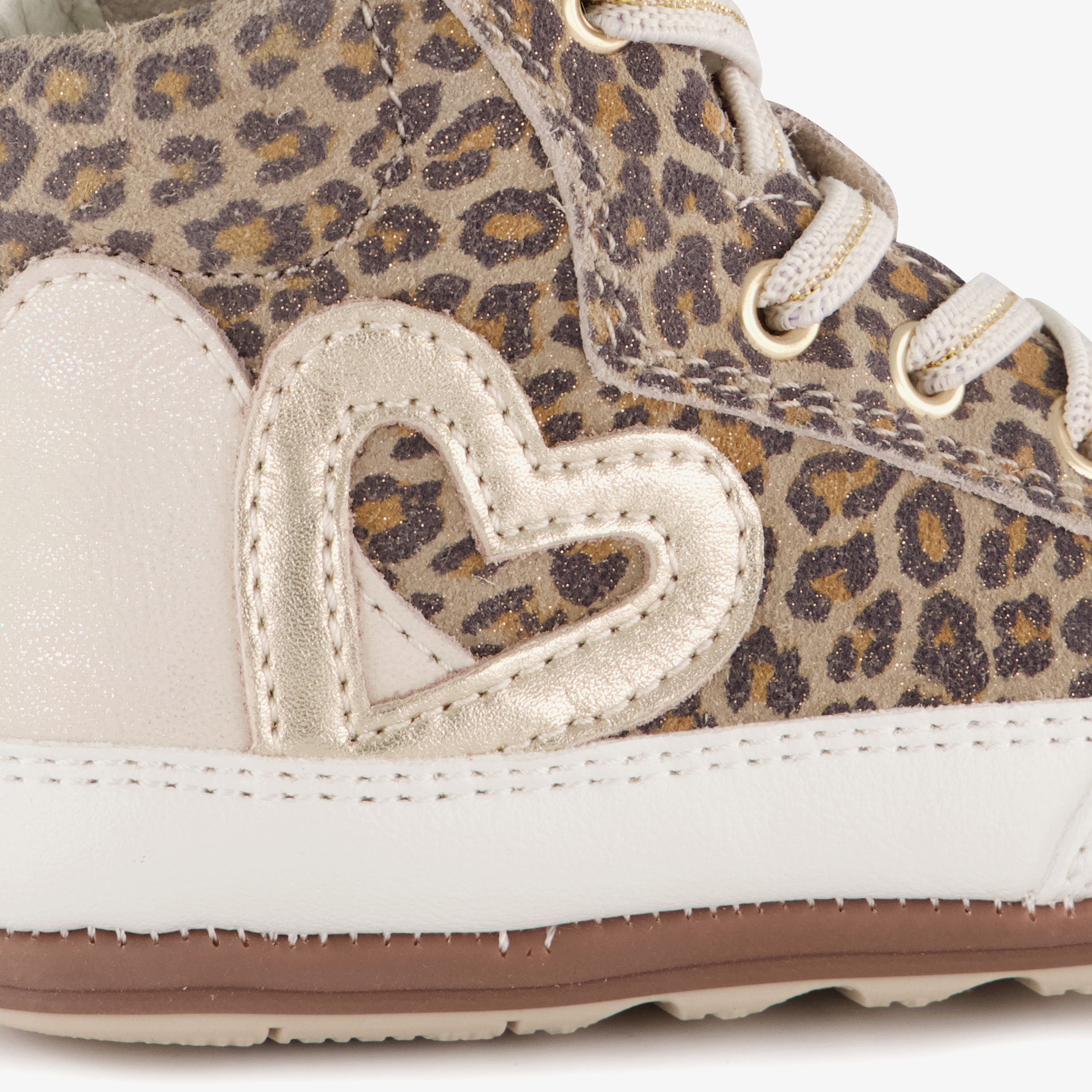 Groot leren babyschoenen met panterprint beige bruin meisjes – foto 5