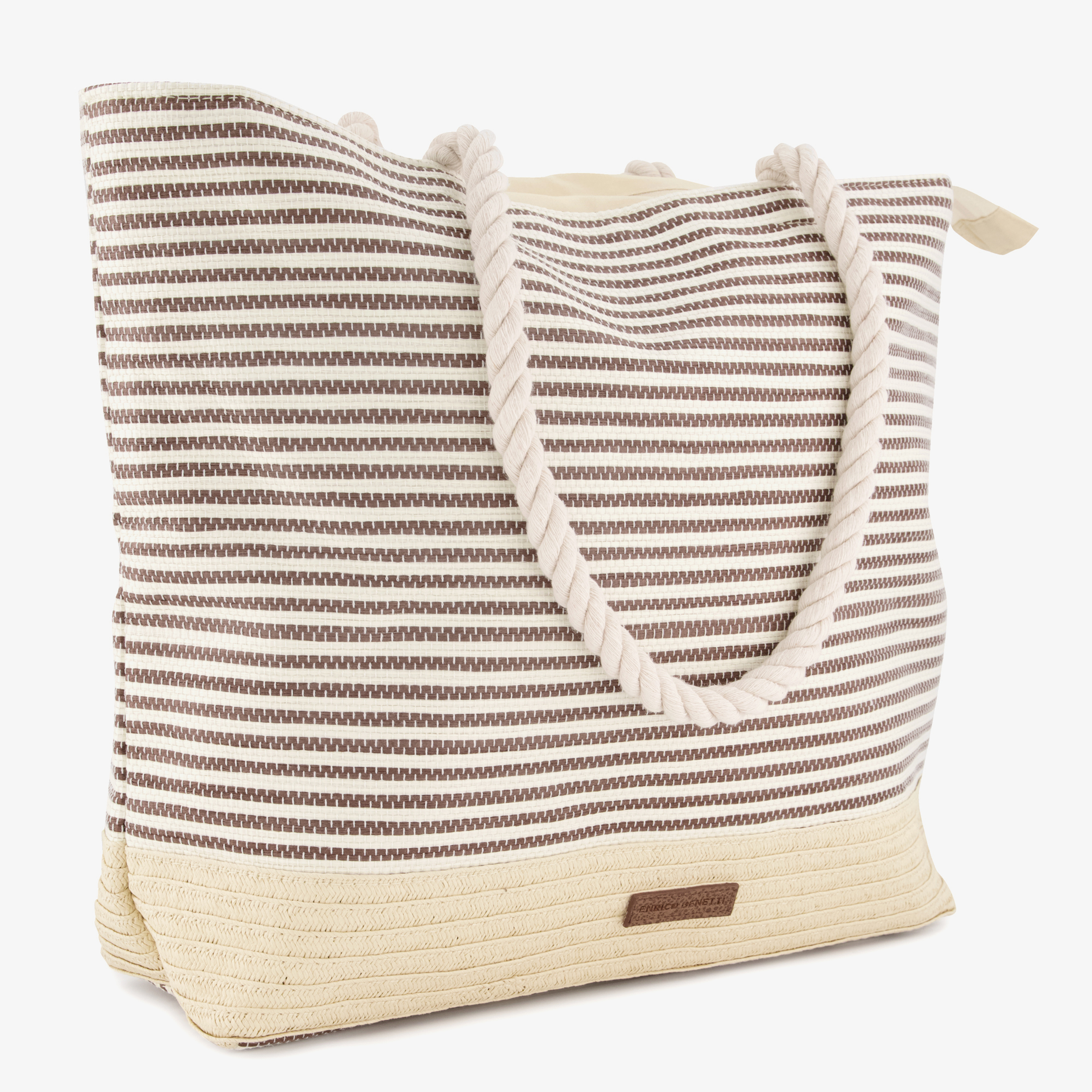 Enrico Benetti strandtas gestreept beige