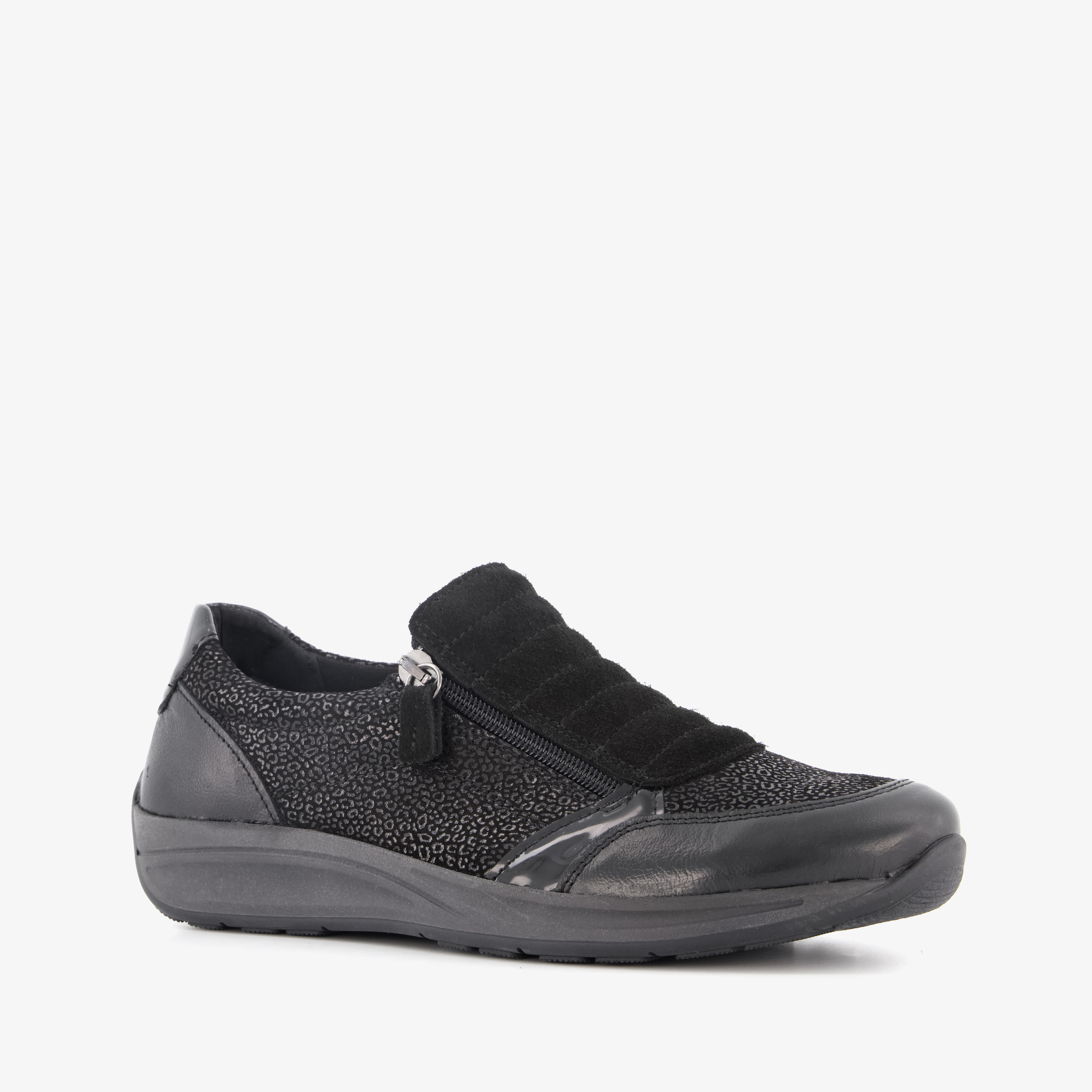 Natuform leren dames sneakers zwart