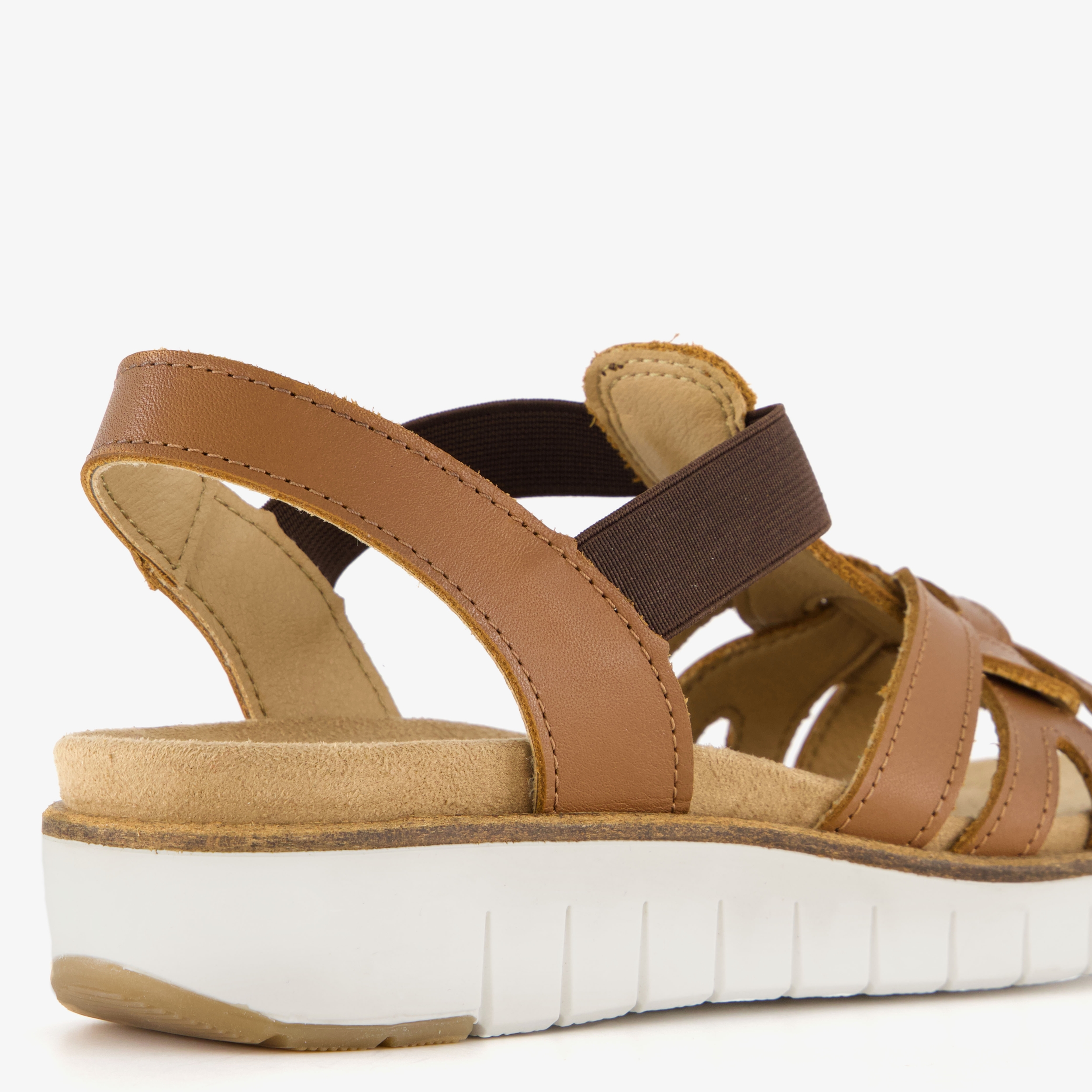 Hush Puppies leren dames sandalen cognac