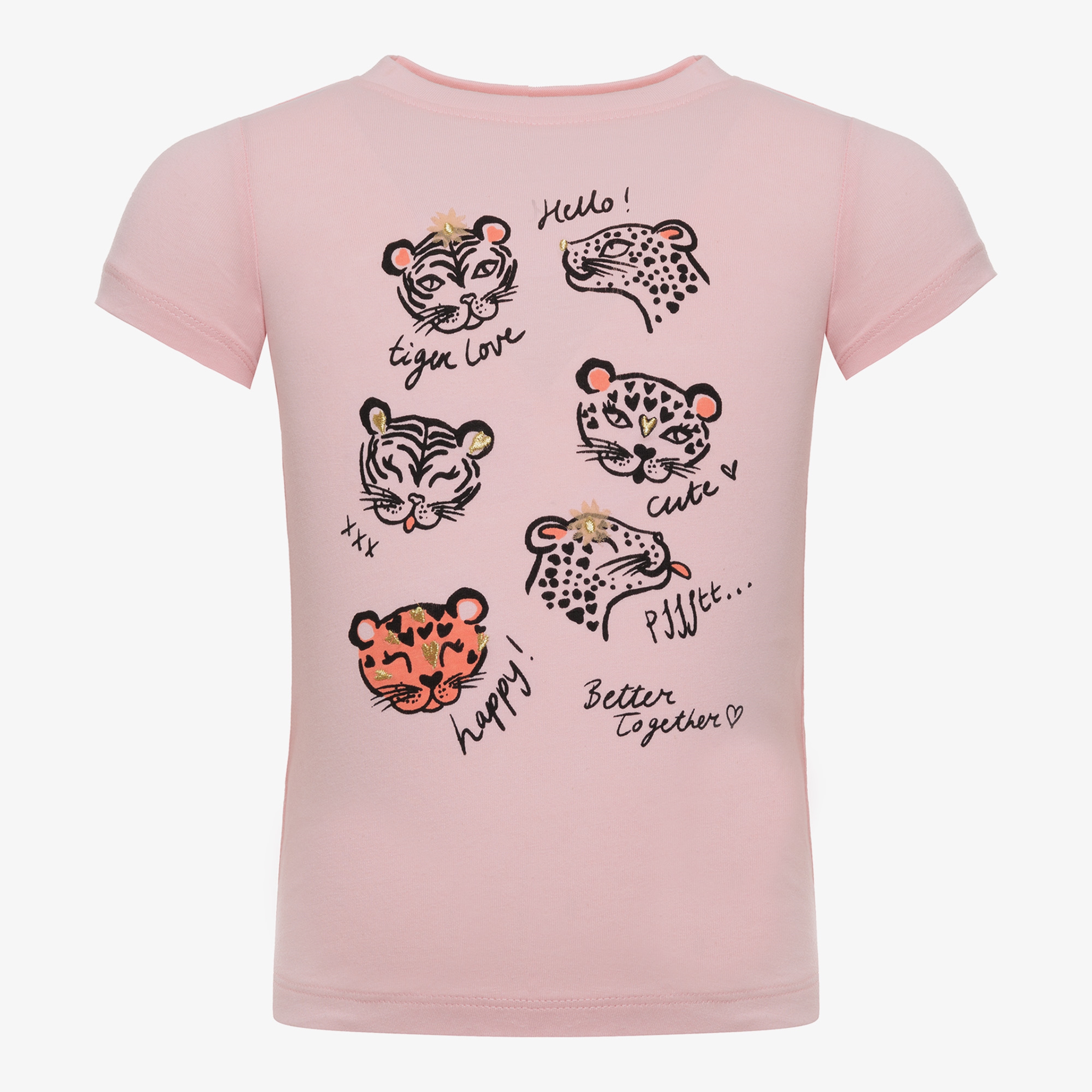 TwoDay meisjes T-shirt met tijgers lichtroze