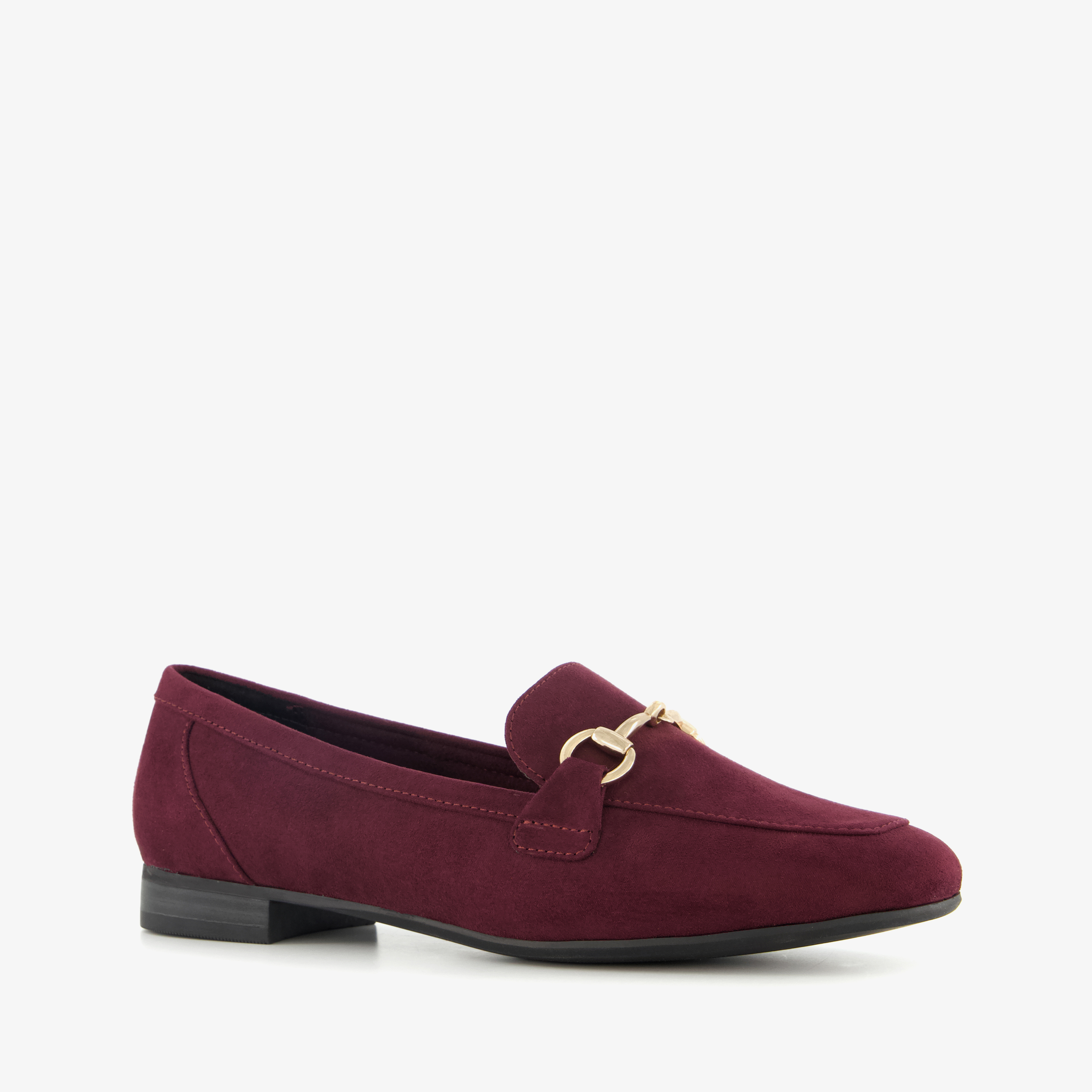 Nova dames loafers met gesp bordeauxrood instappers