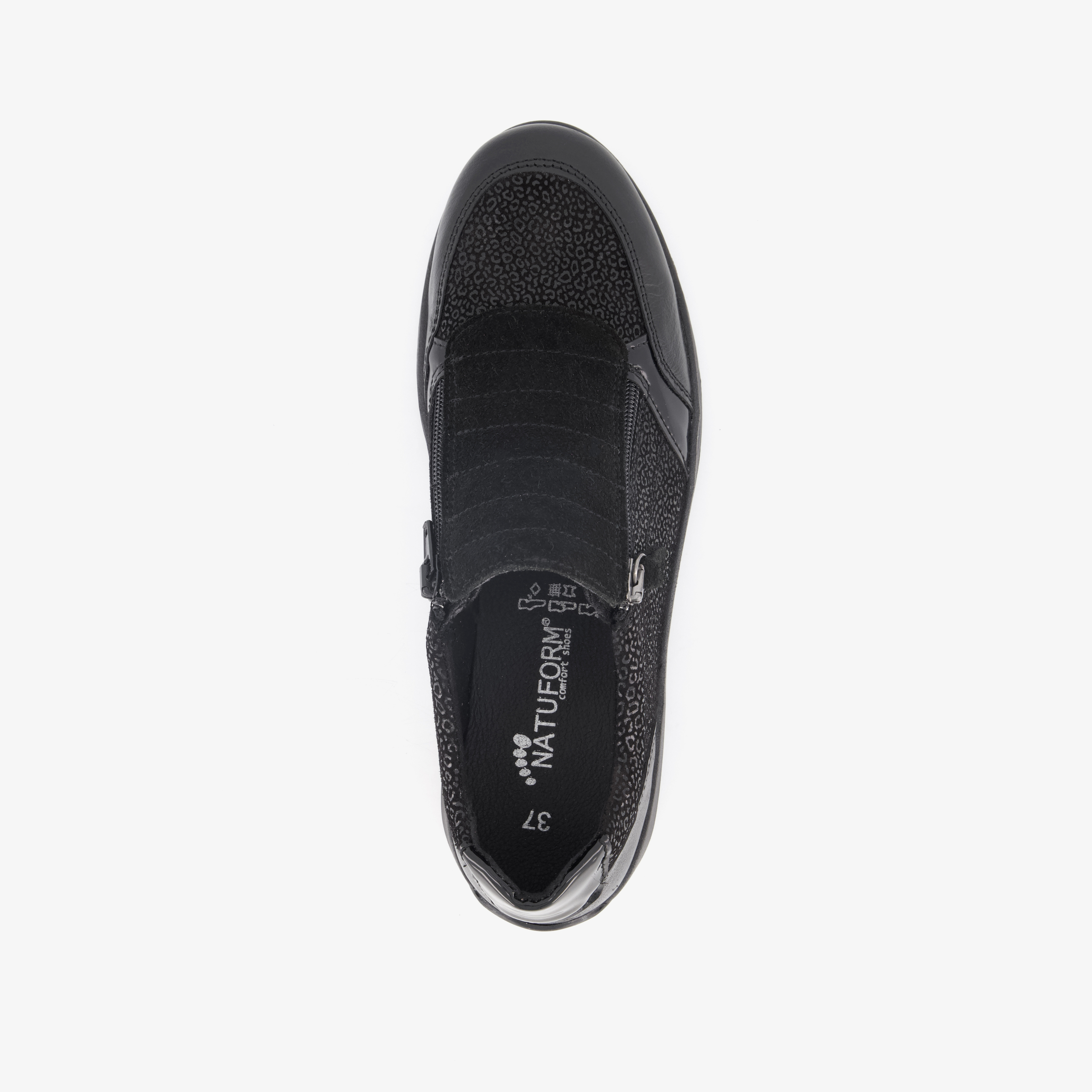 Natuform leren dames sneakers zwart – foto 4
