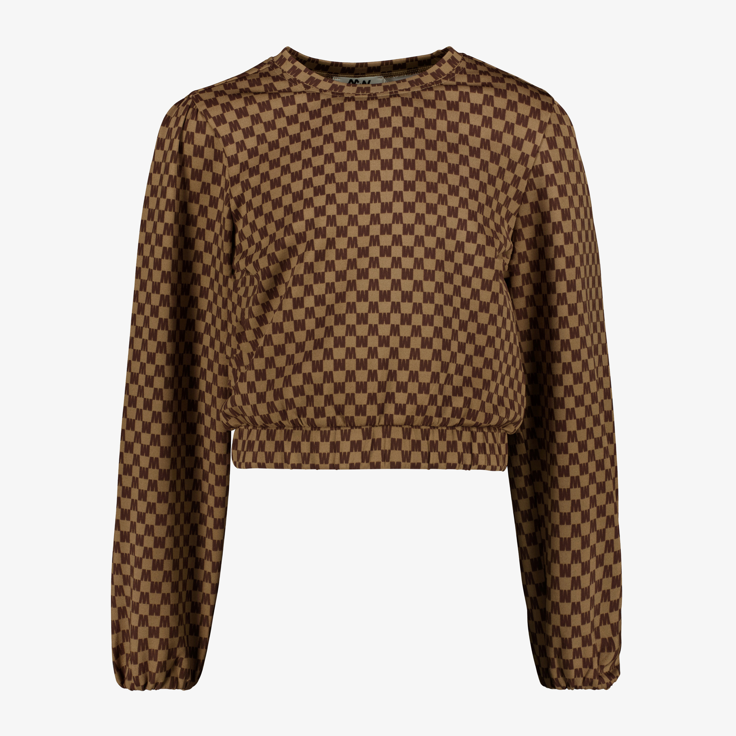MyWay cropped meisjes sweater met print bruin truien & vesten