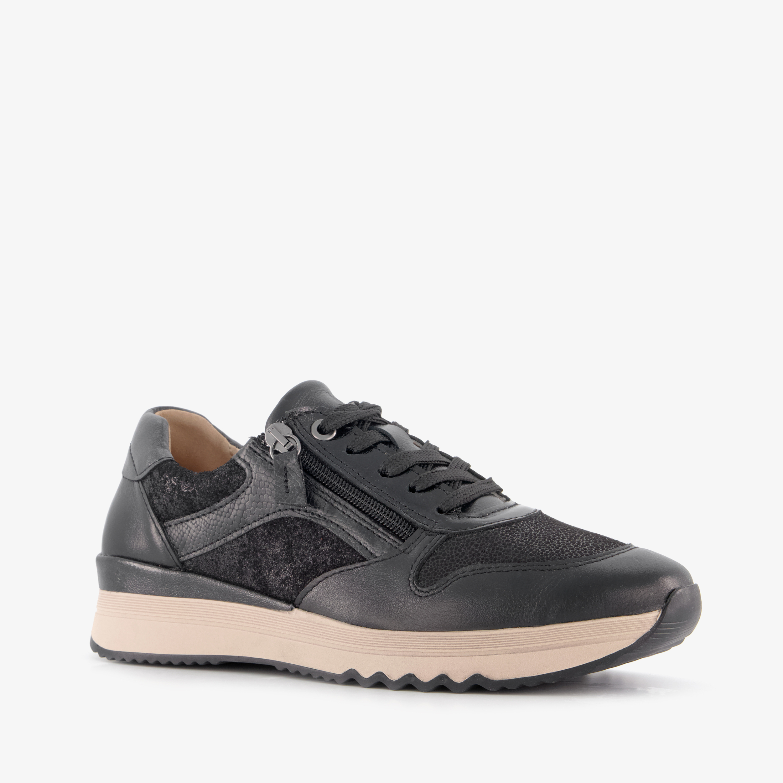 Hush Puppies suède dames sneakers zwart
