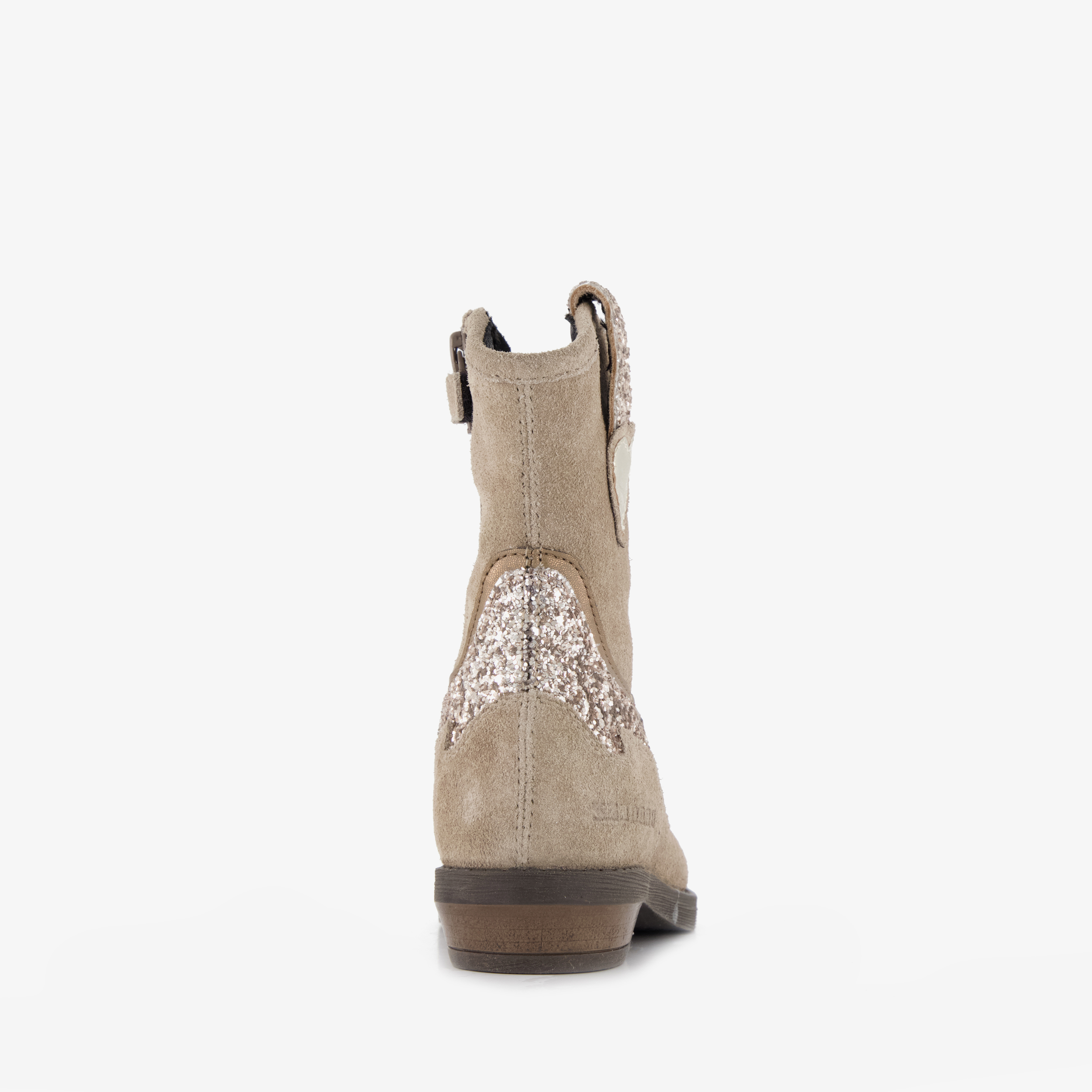 Braqeez suède meisjes cowboylaarzen met glitter taupe – foto 2