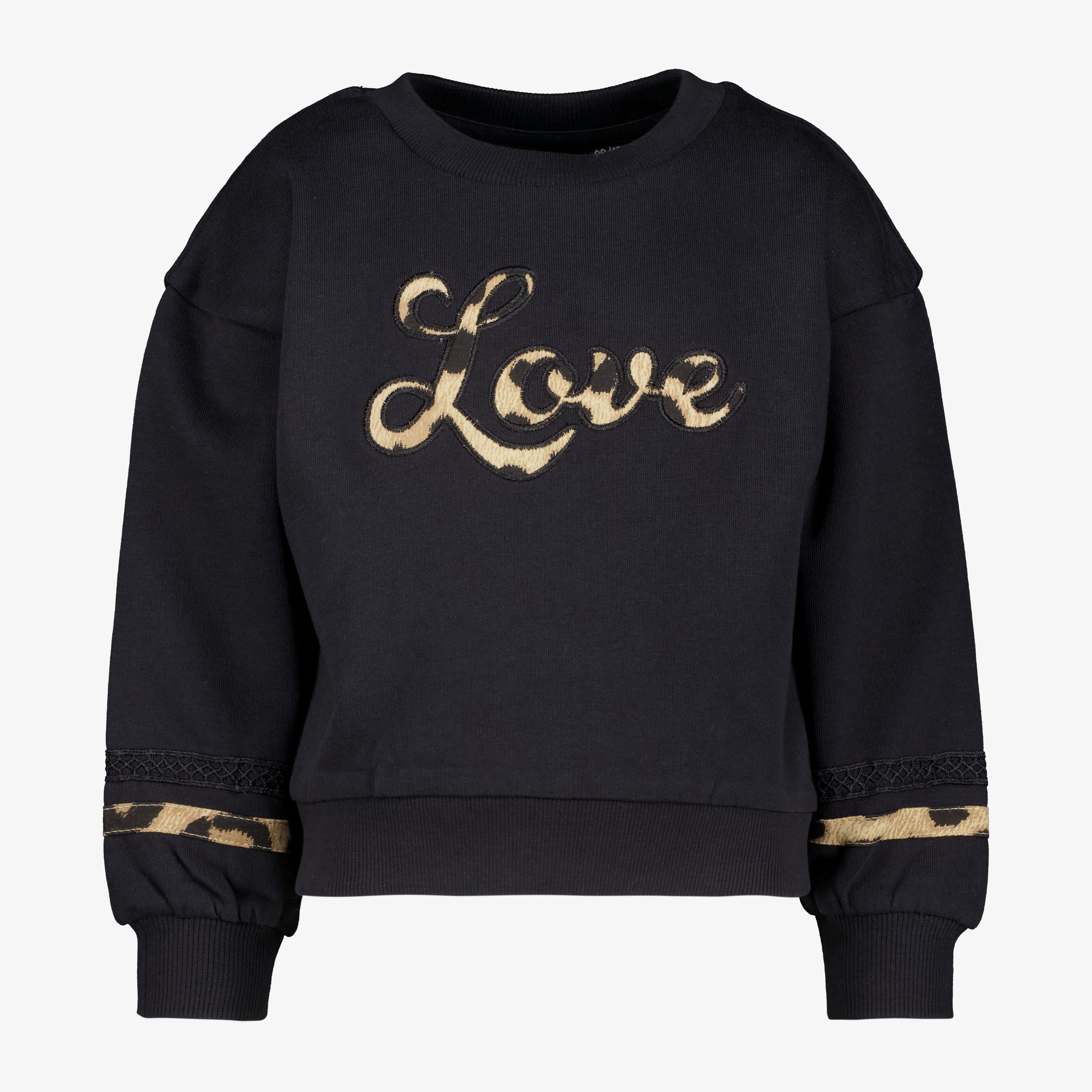 TwoDay meisjes sweater met panterprint details zwart truien & vesten