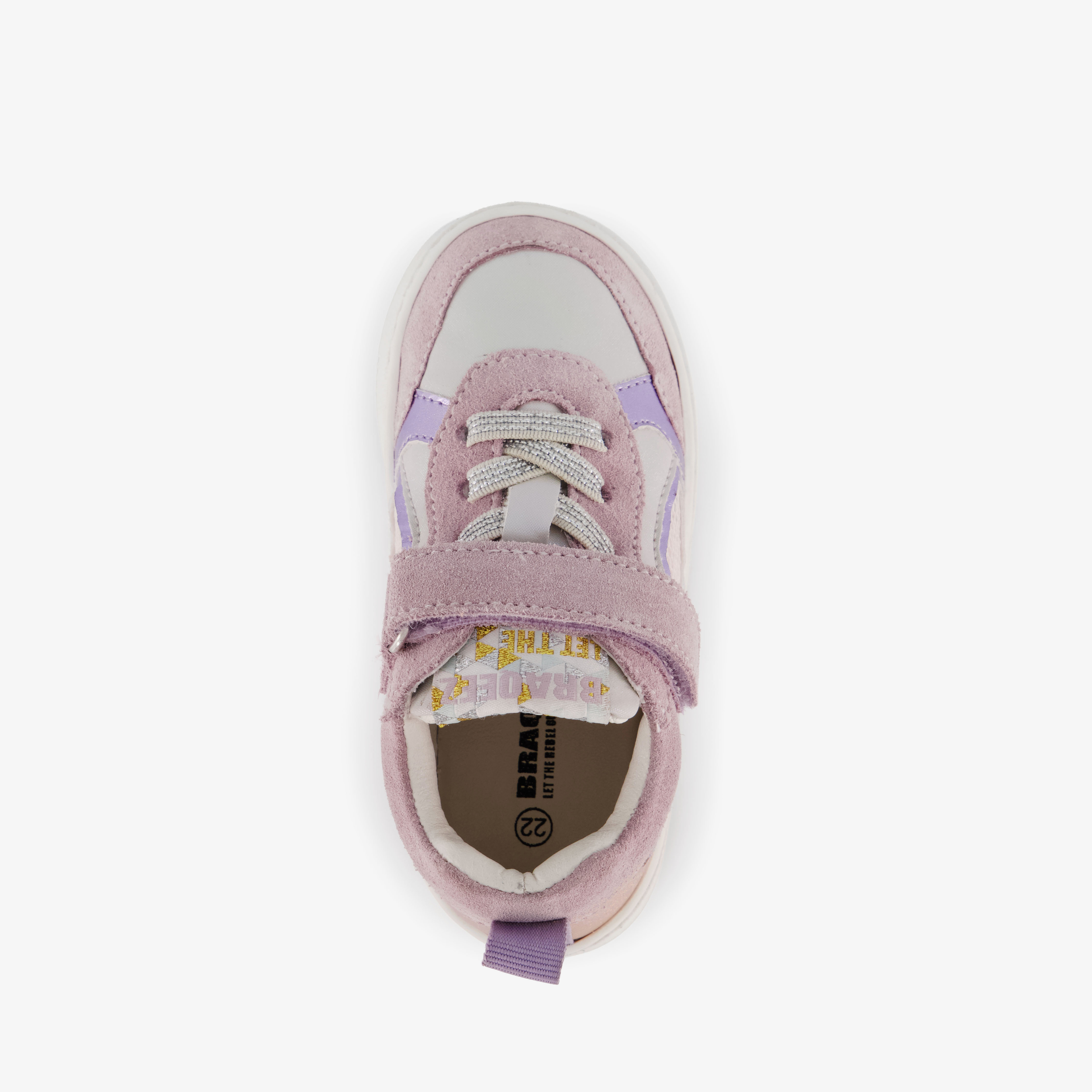 Braqeez leren meisjes sneakers roze paars – foto 4