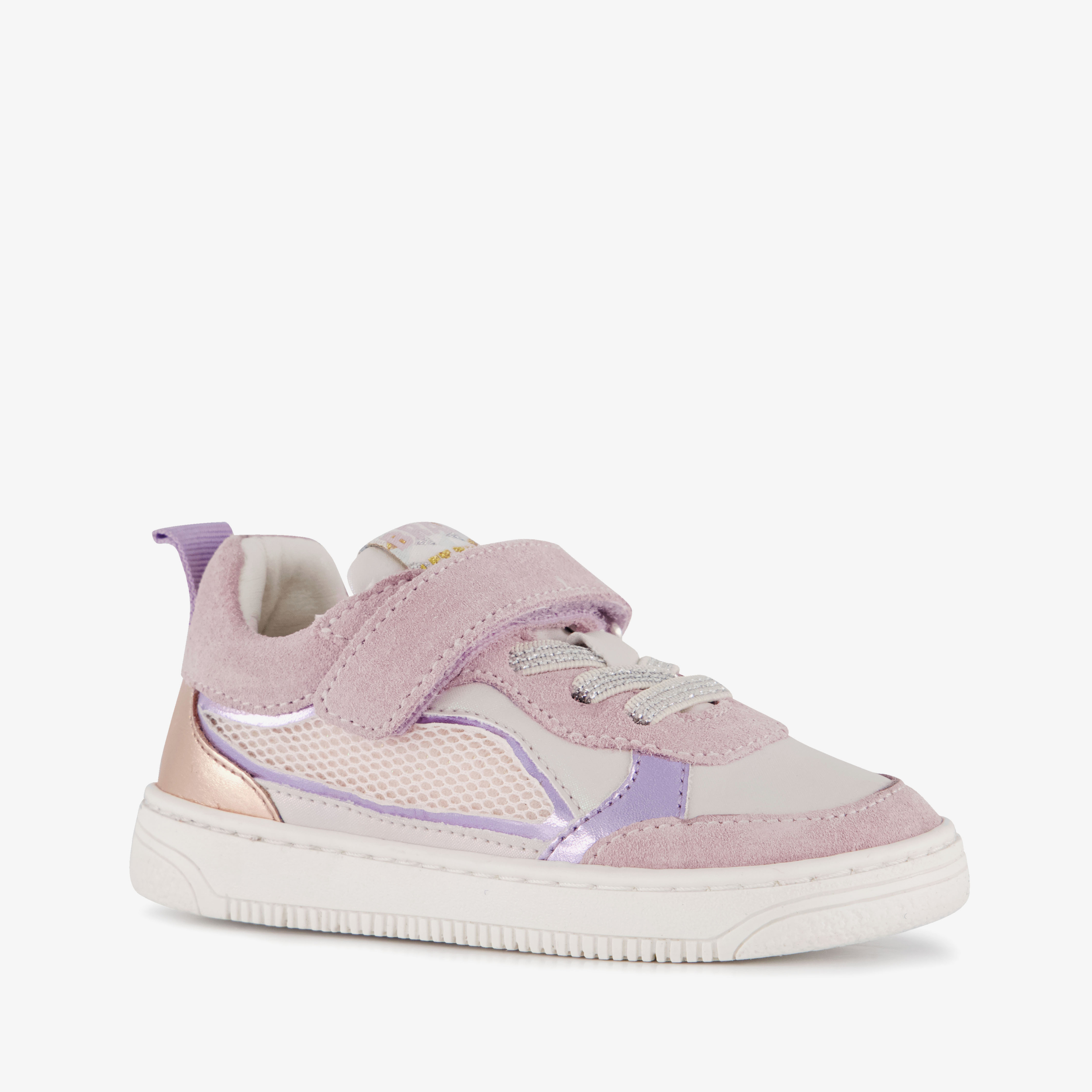 Braqeez leren meisjes sneakers roze paars