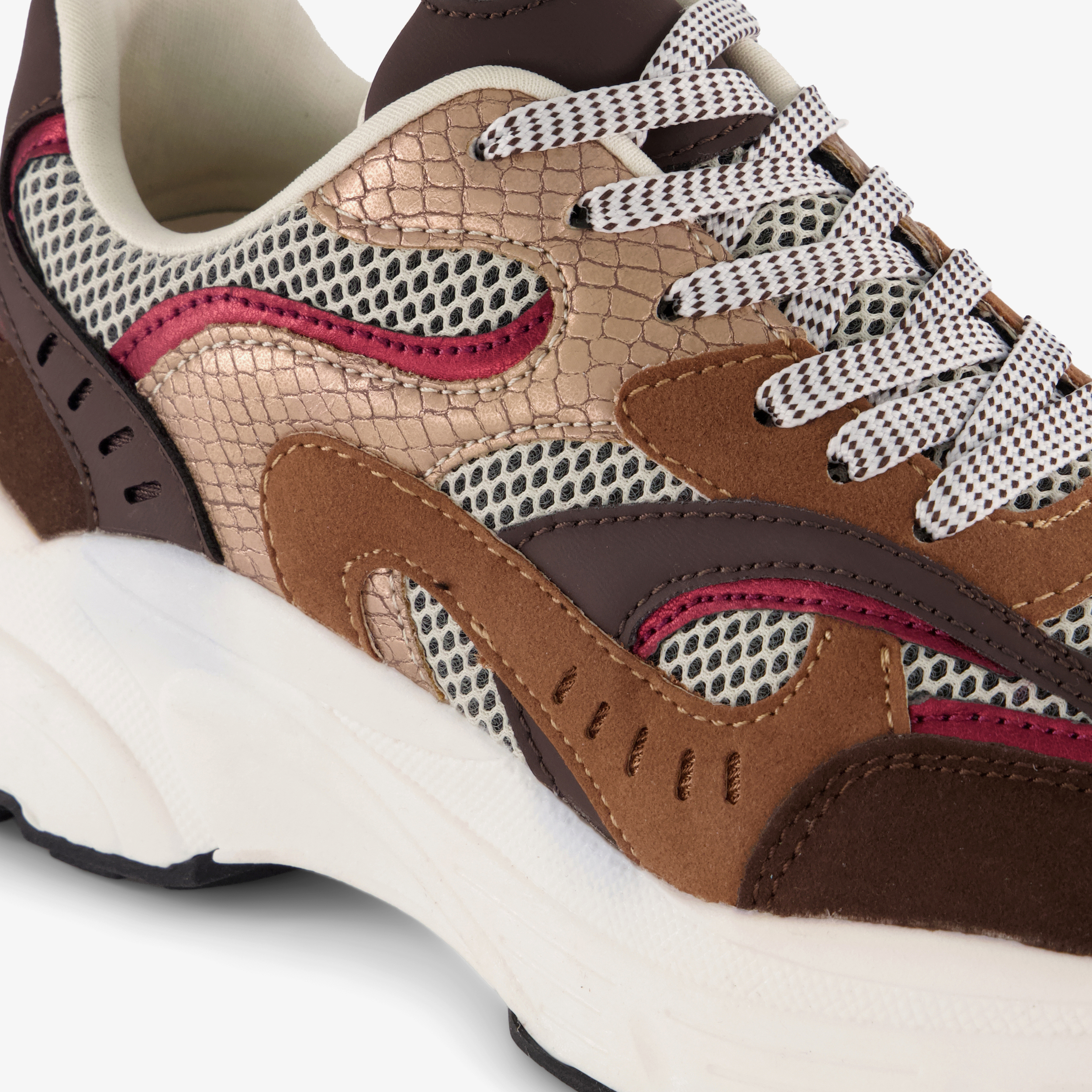 Blue Box dames dad sneakers bruin rood – foto 5