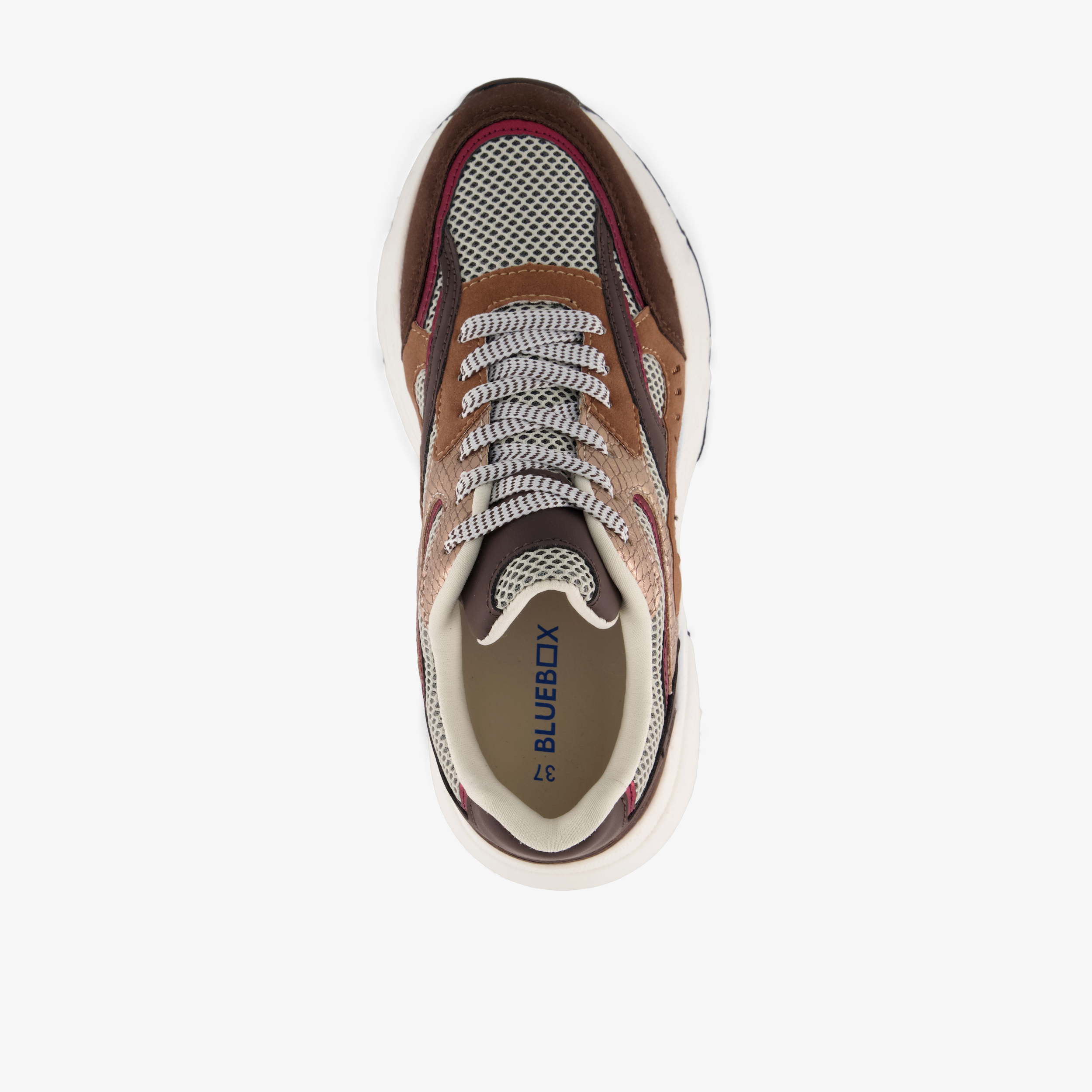 Blue Box dames dad sneakers bruin rood – foto 4